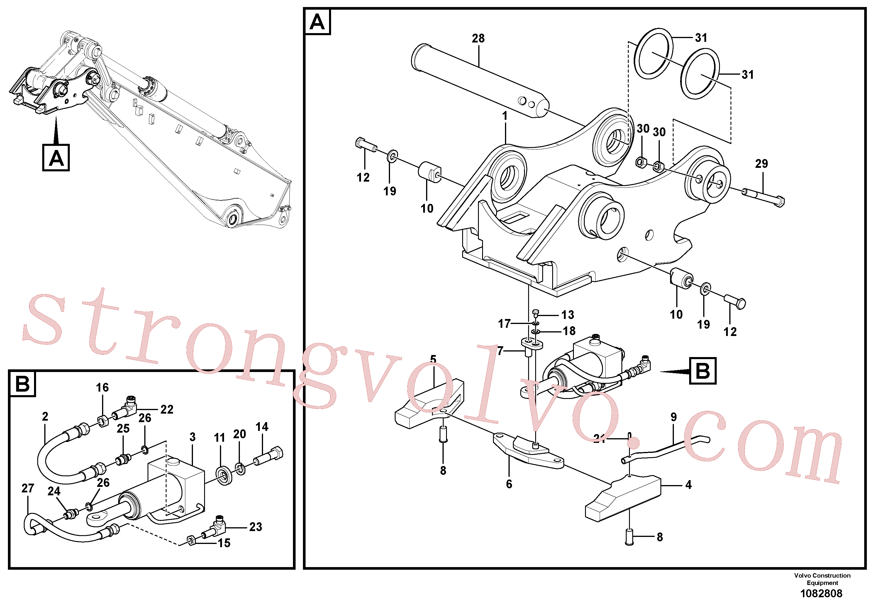 VOE14548774 Volvo Suporte de acoplamento, QuickFit(1082808 Montagem)