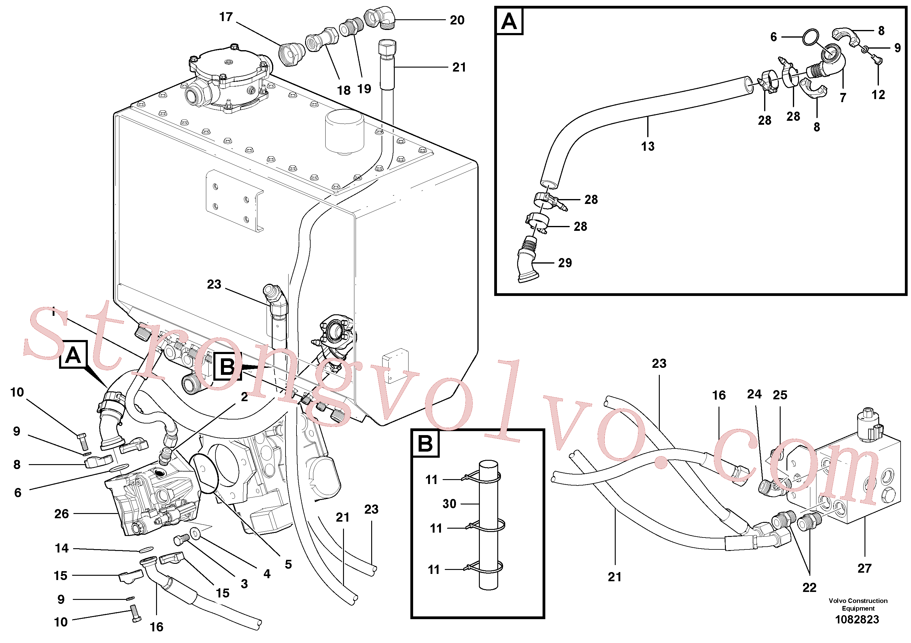VOE936665 Volvo Circuito hidráulico do ventilador - dianteiro - tracção integral (awd)(1082823 Montagem)