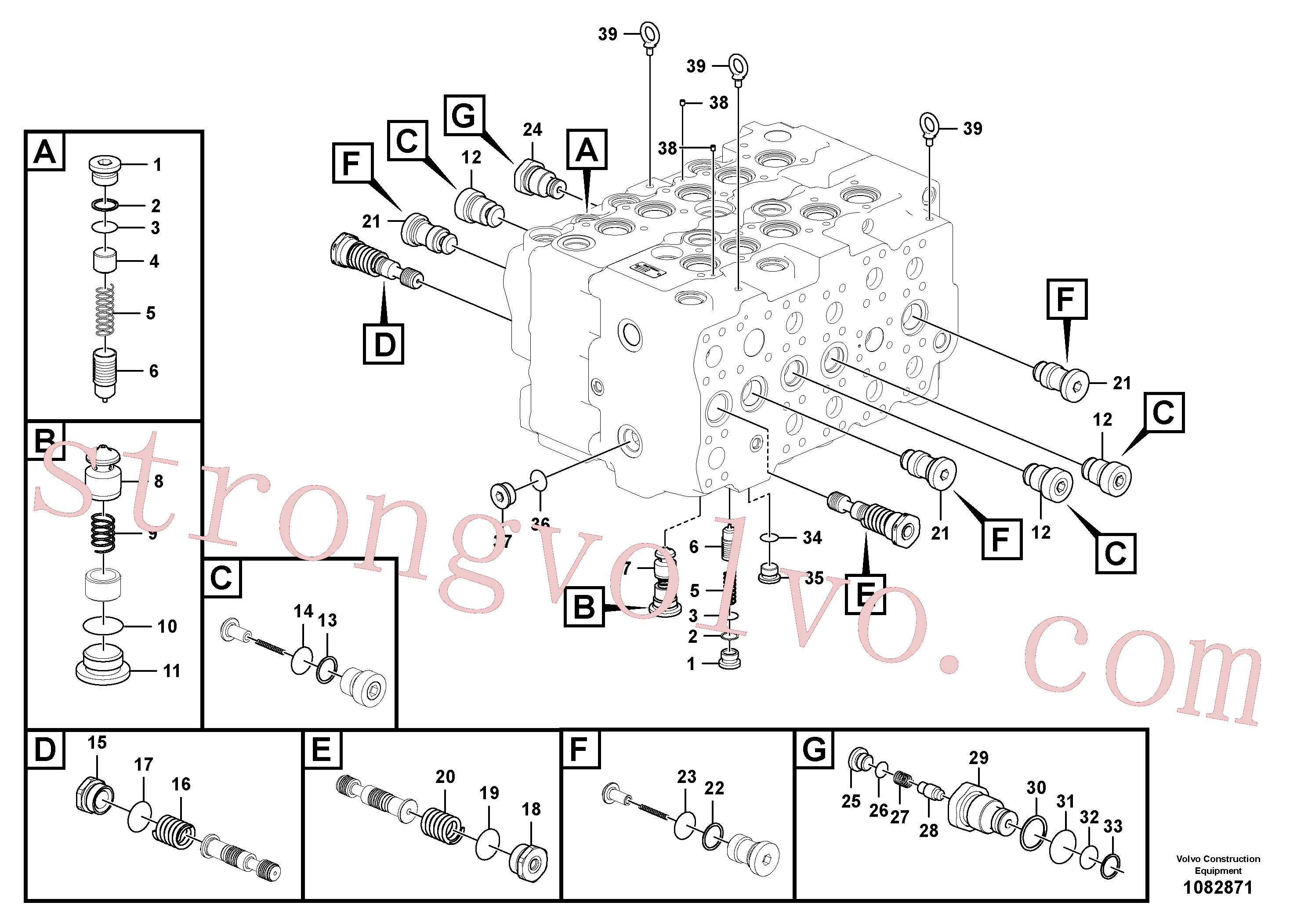 VOE14630916 Volvo Válvula mestra de comando(1082871 Montagem)