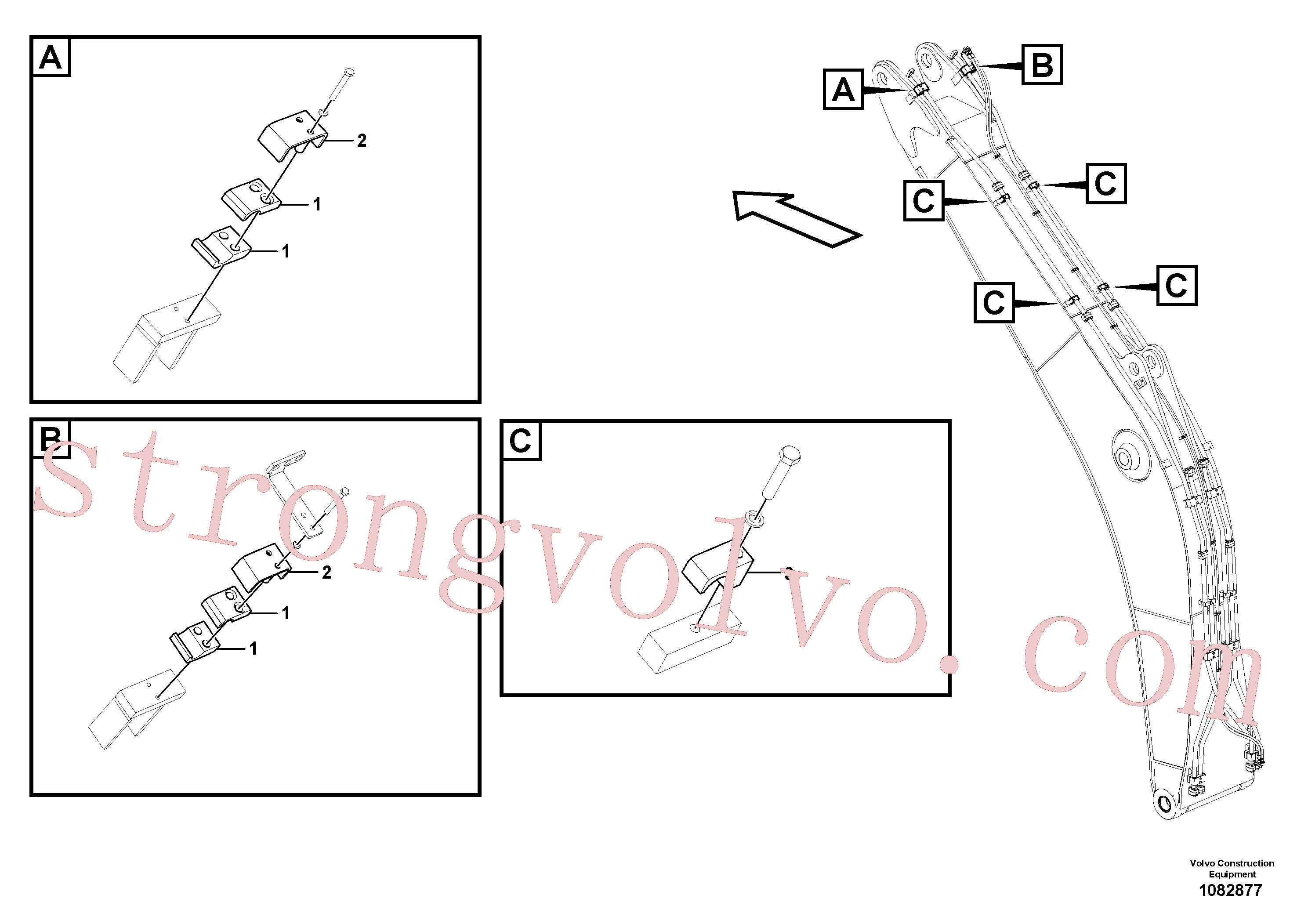 VOE14524493 Volvo Hidráulica de serviço, inclinação e rotor na lança(1082877 Montagem)