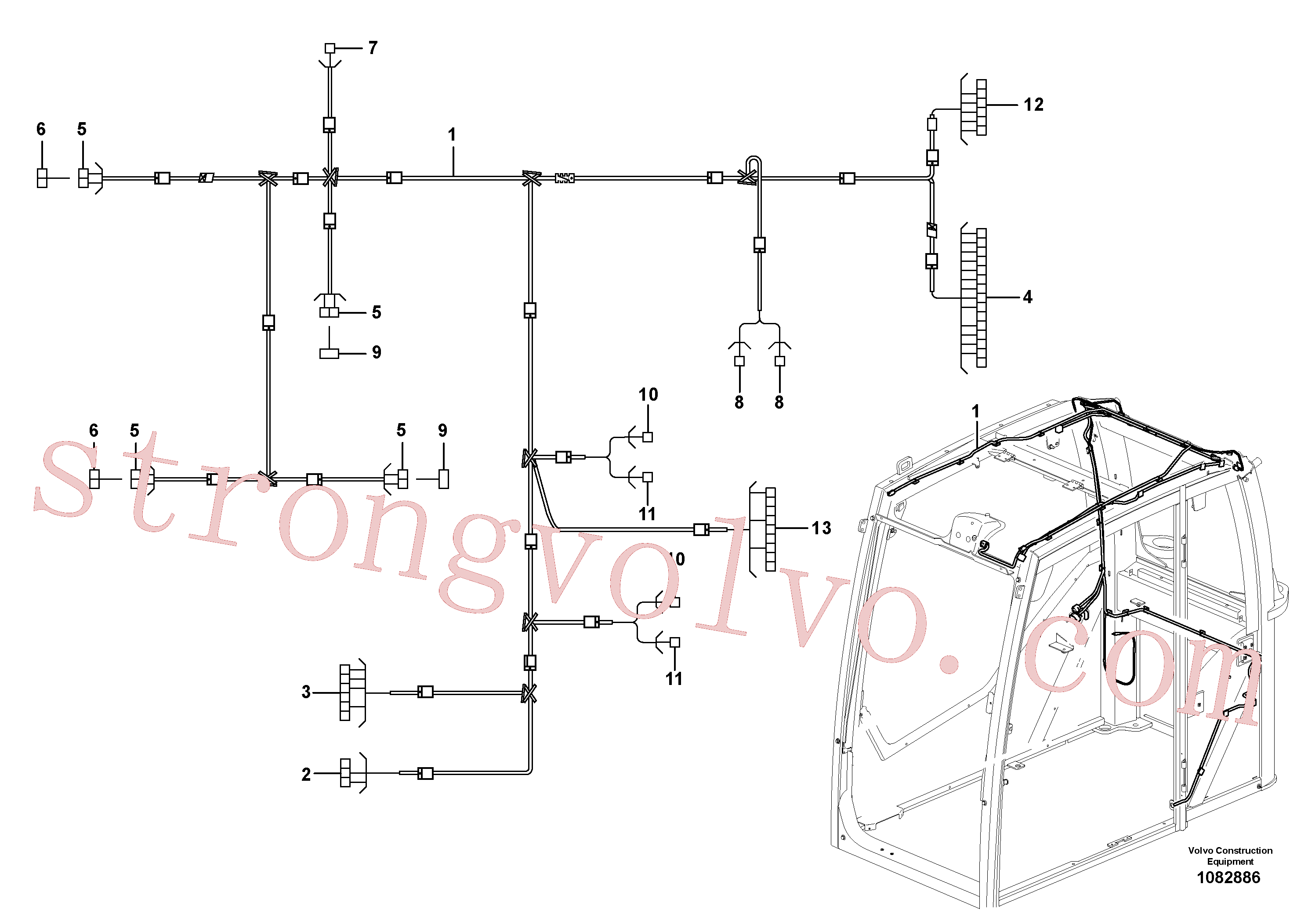 VOE14346322 Volvo Cablagem, cabina.(1082886 Montagem)