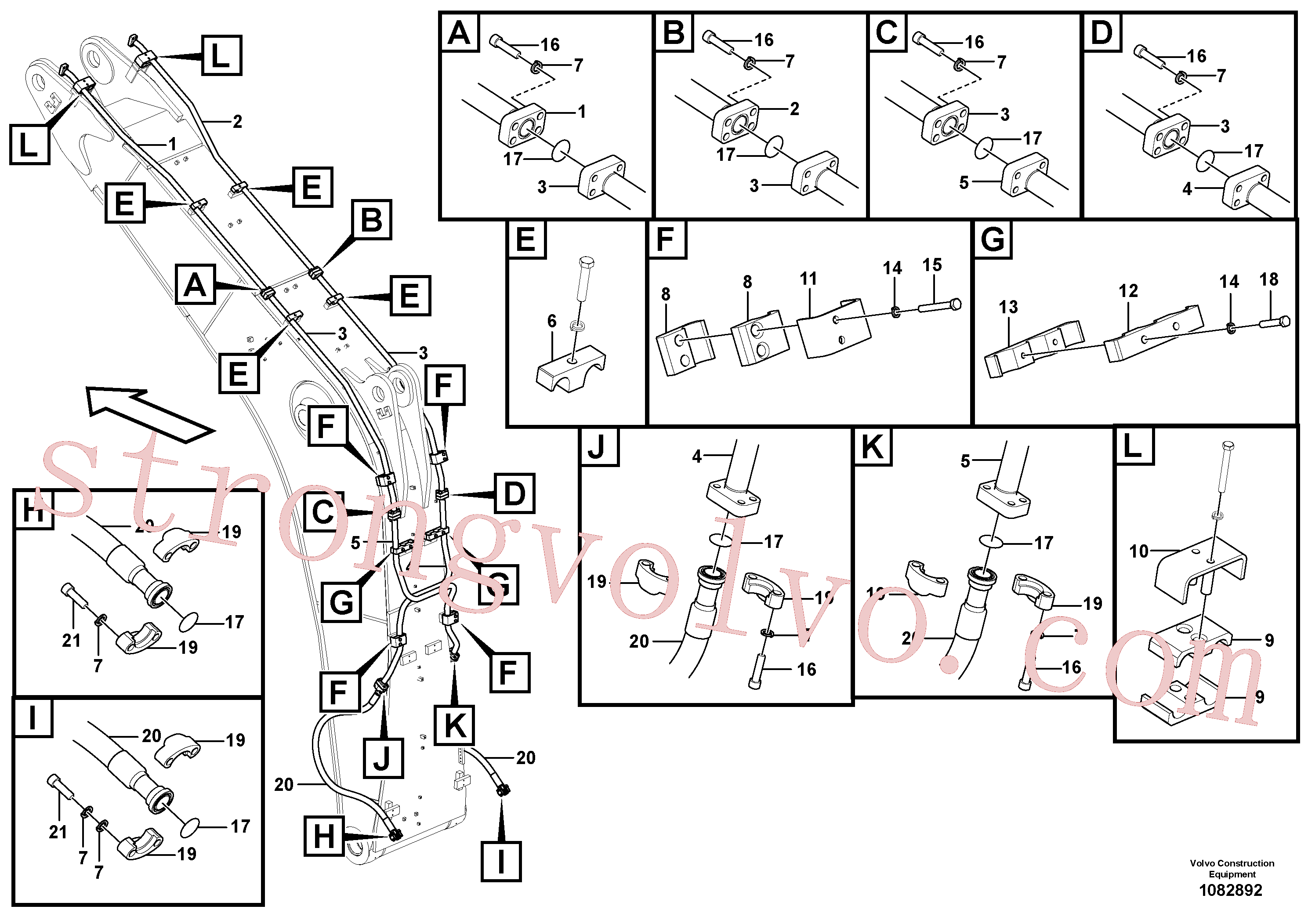 VOE936626 Volvo Hidráulica de serviço, martelo e cortador para lança(1082892 Montagem)