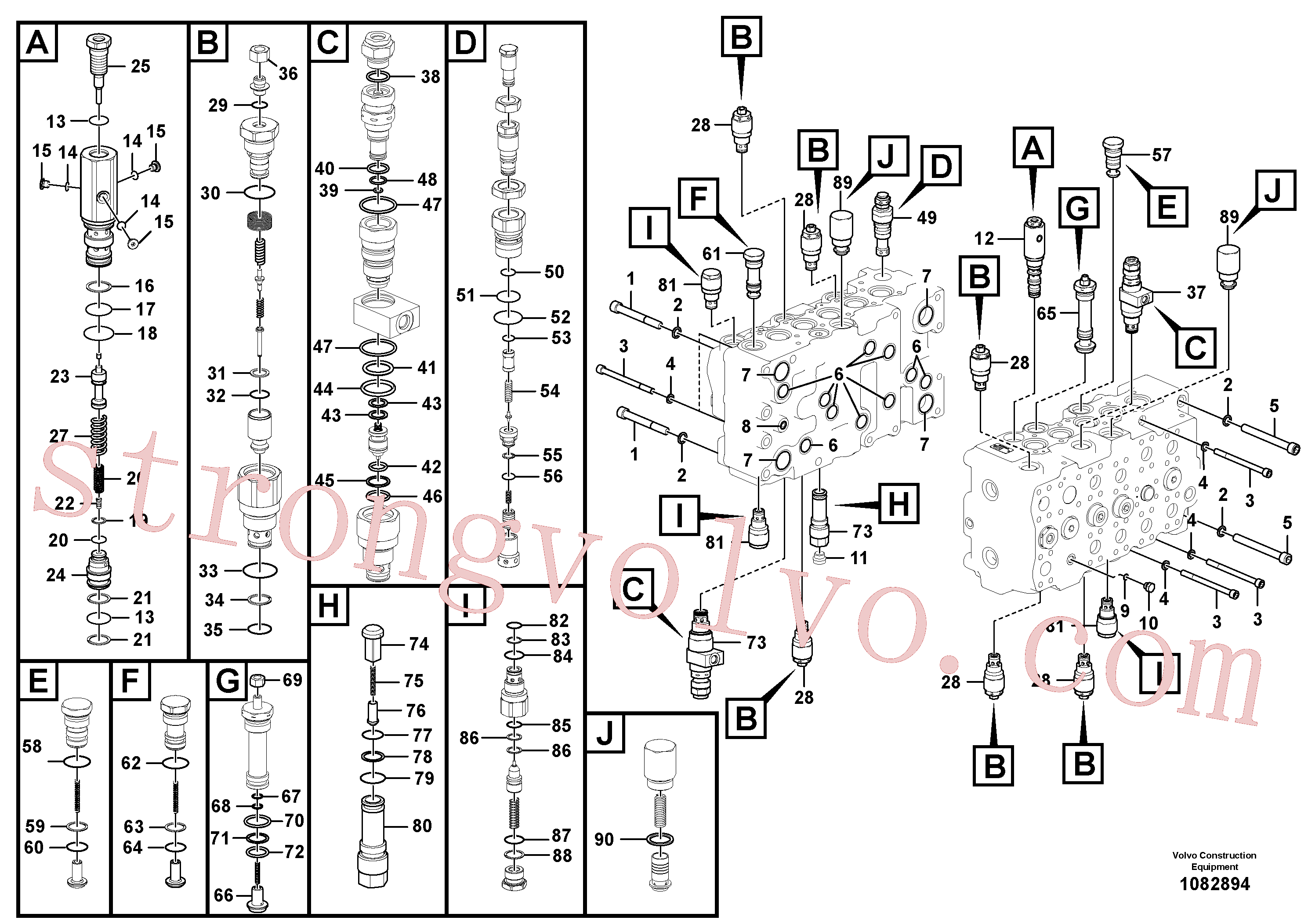 VOE14629735 Volvo Válvula mestra de comando(1082894 Montagem)