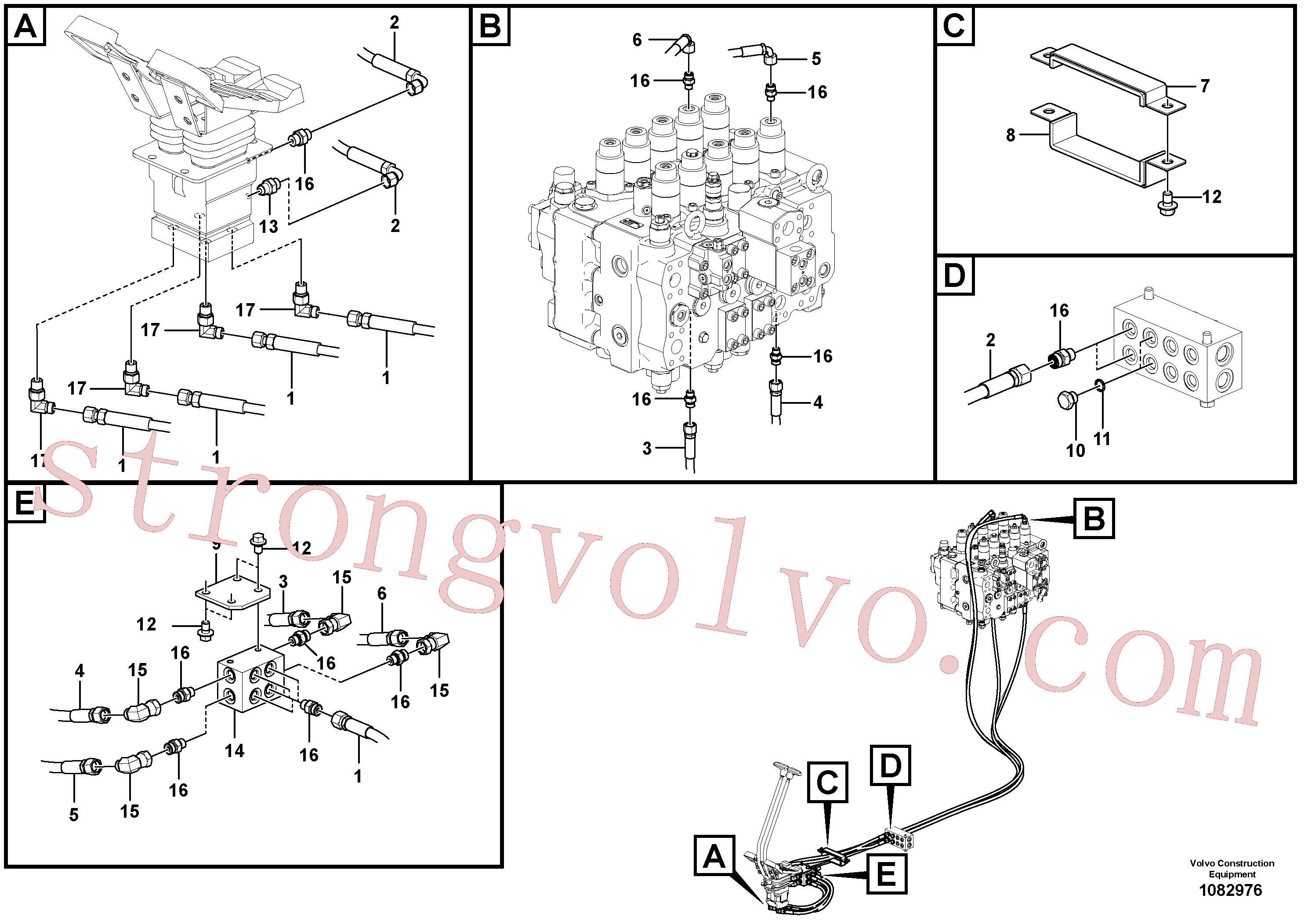 VOE17212507 Volvo Sistema servomotor, válvula de comando para pedal da válvula de comando(1082976 Montagem)