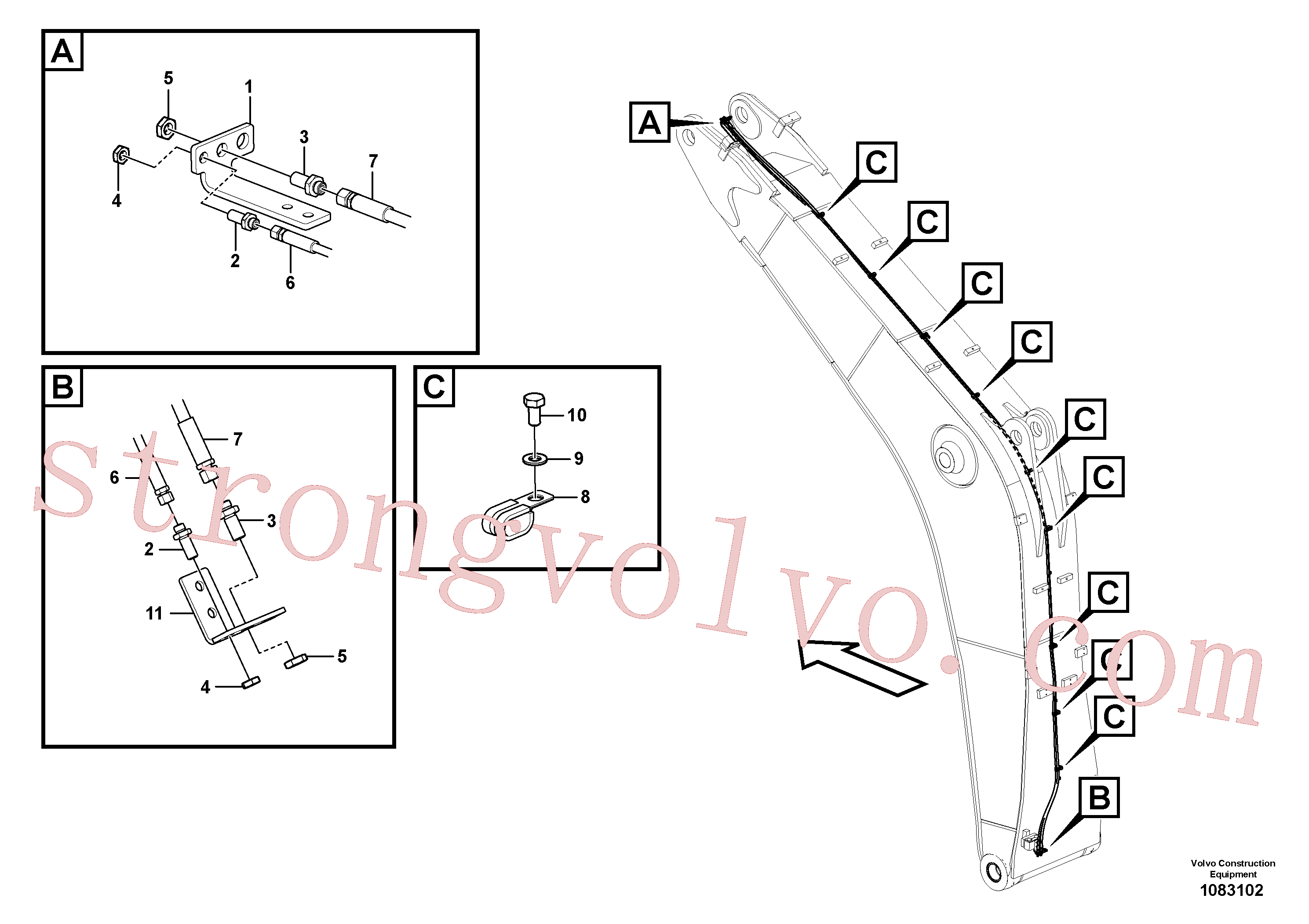 VOE14546438 Volvo Hidráulica de serviço, encaixe rápido na lança(1083102 Montagem)