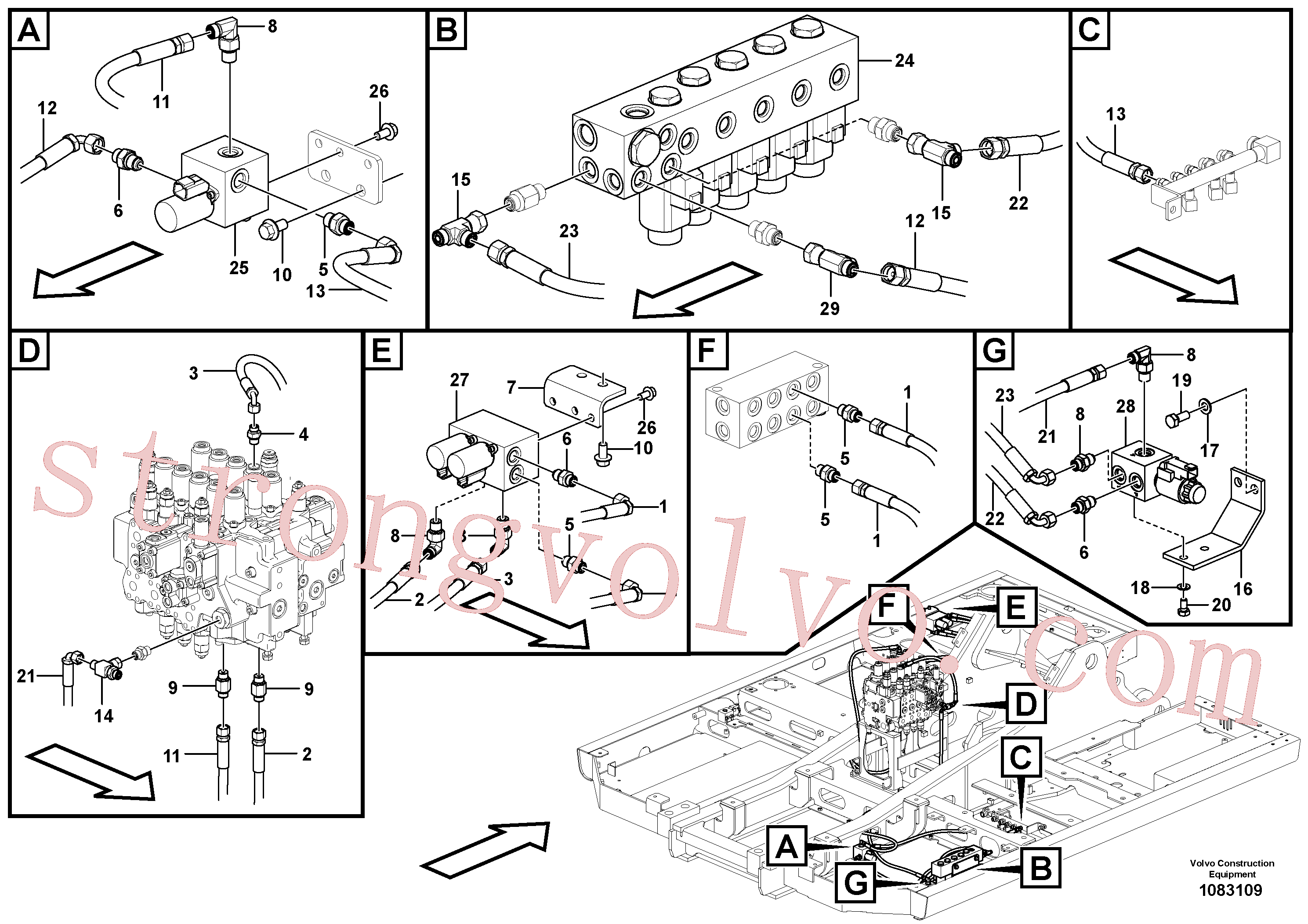 VOE15175243 Volvo Sistema servomotor, martelo e corte(1083109 Montagem)