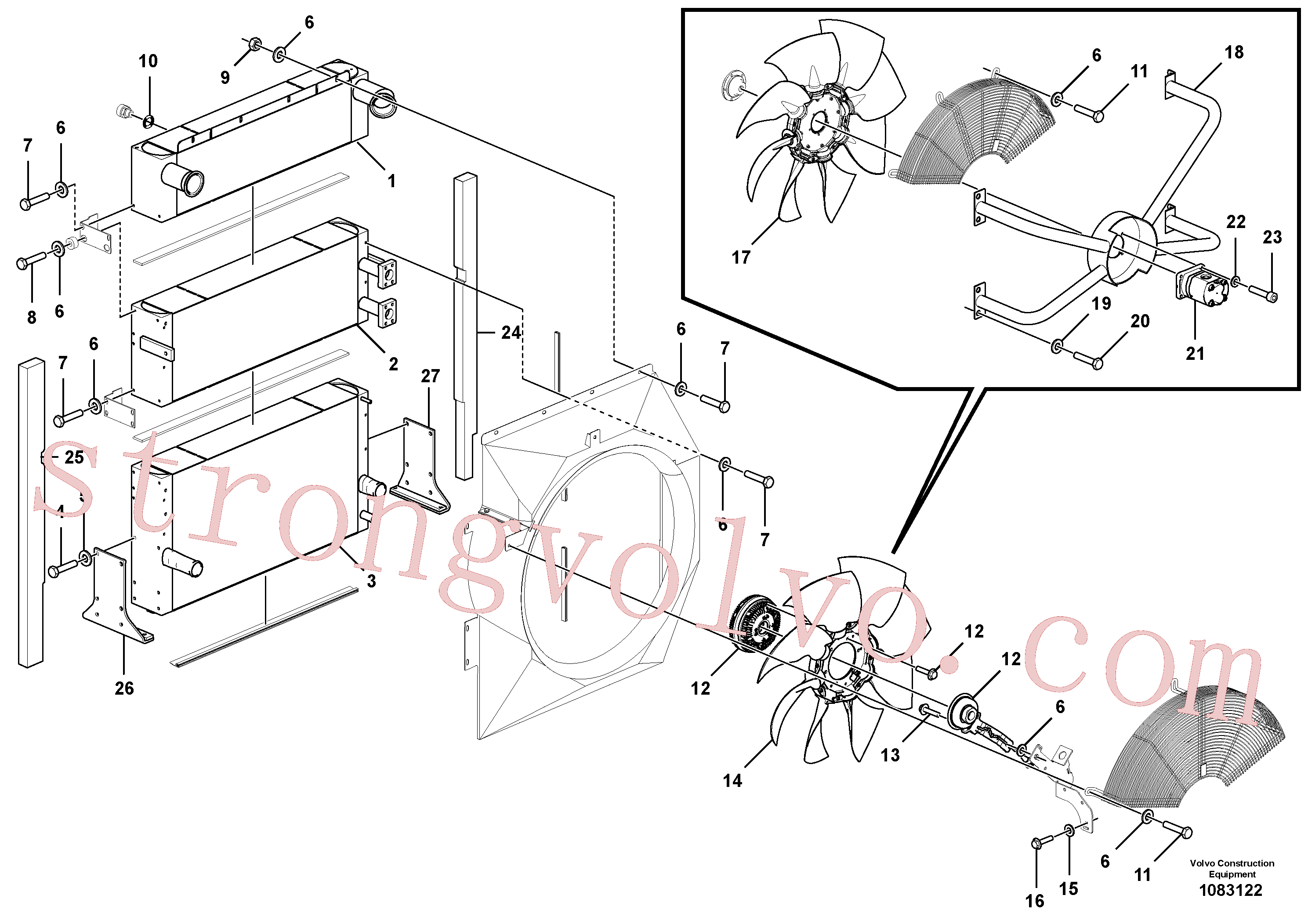 VOE14388605 Volvo Radiador(1083122 Montagem)