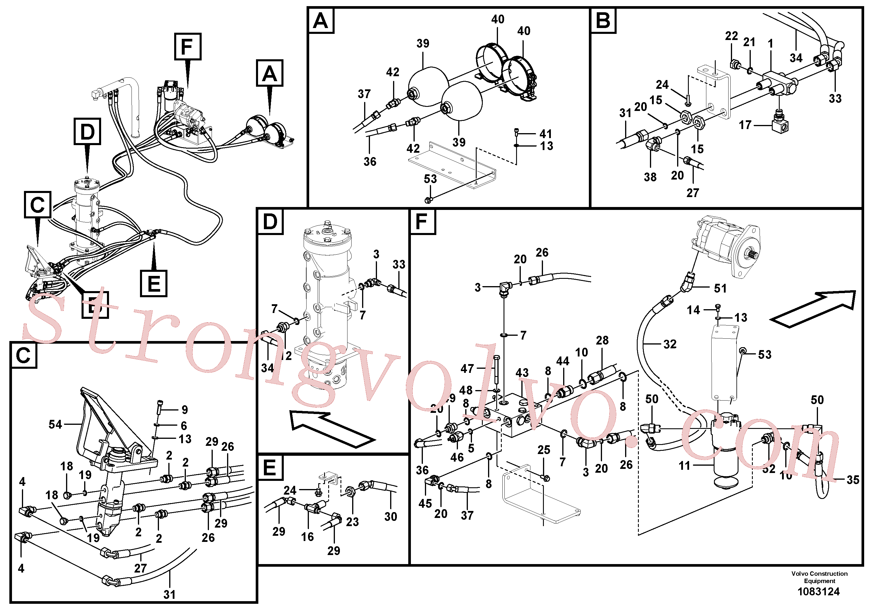 VOE936609 Volvo Sistema hidráulico, linha de travão superior(1083124 Montagem)