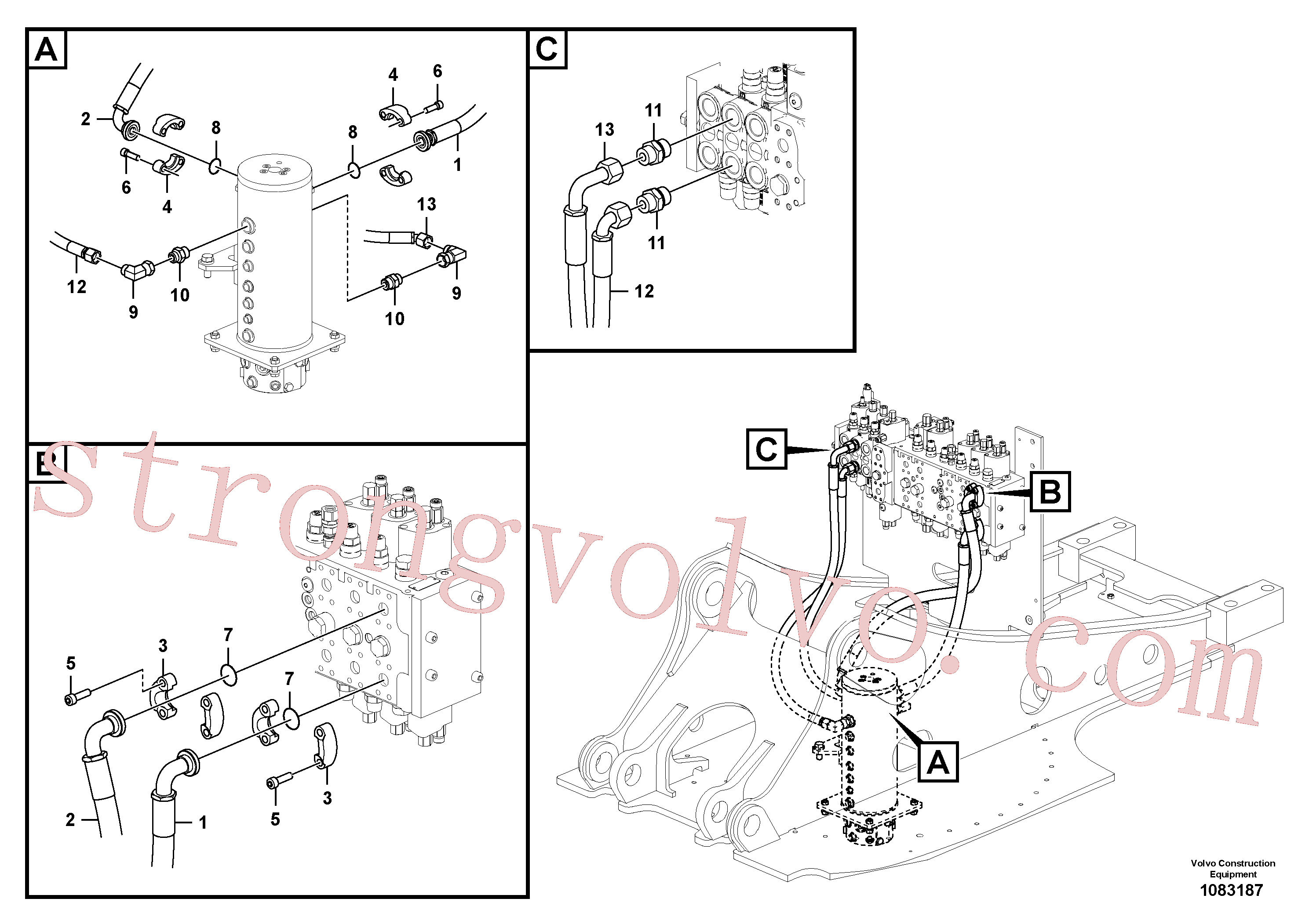 VOE997860 Volvo Linha da rótula, válvula de comando à rótula(1083187 Montagem)