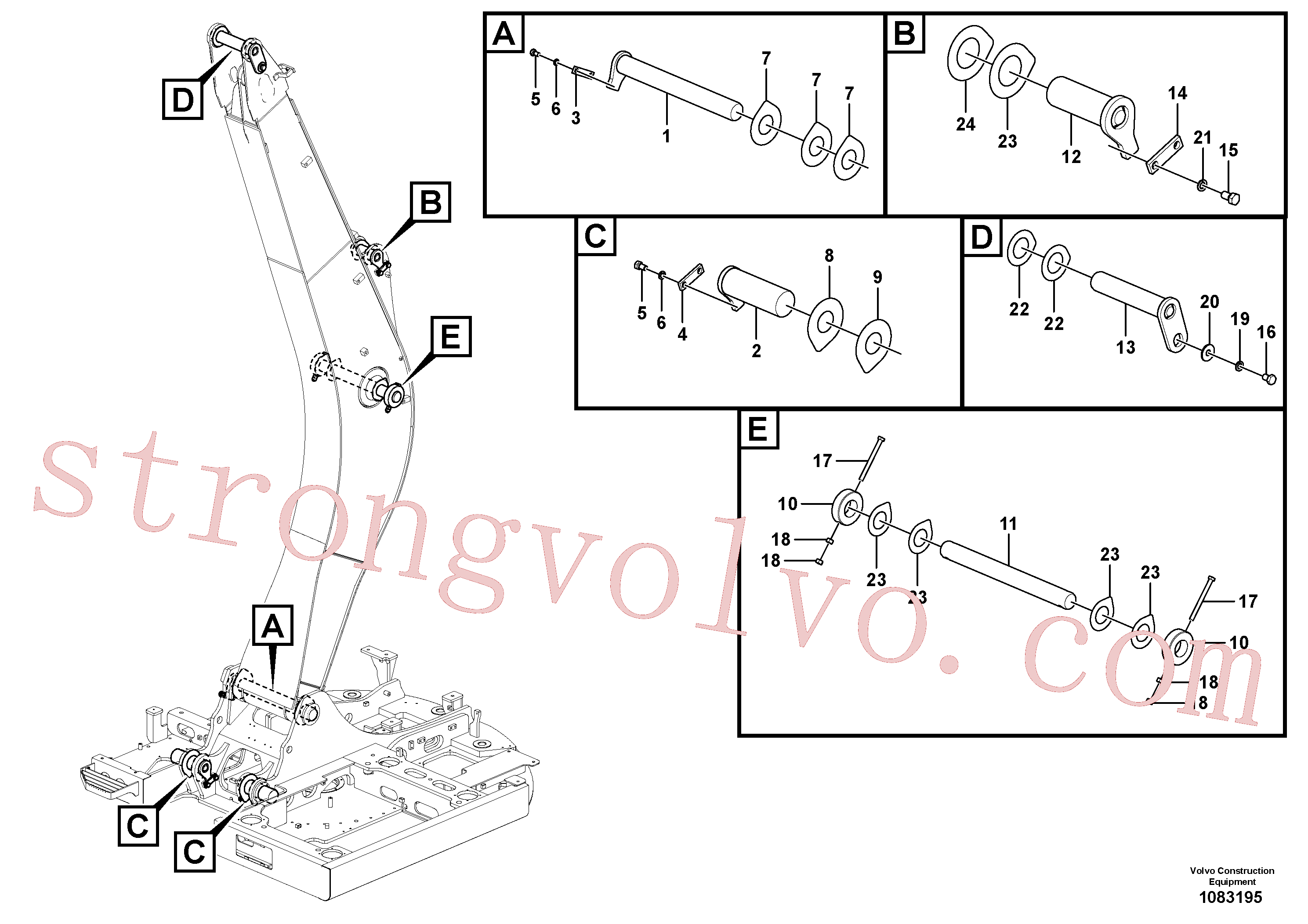 VOE993032 Volvo Tirantes para a lança(1083195 Montagem)