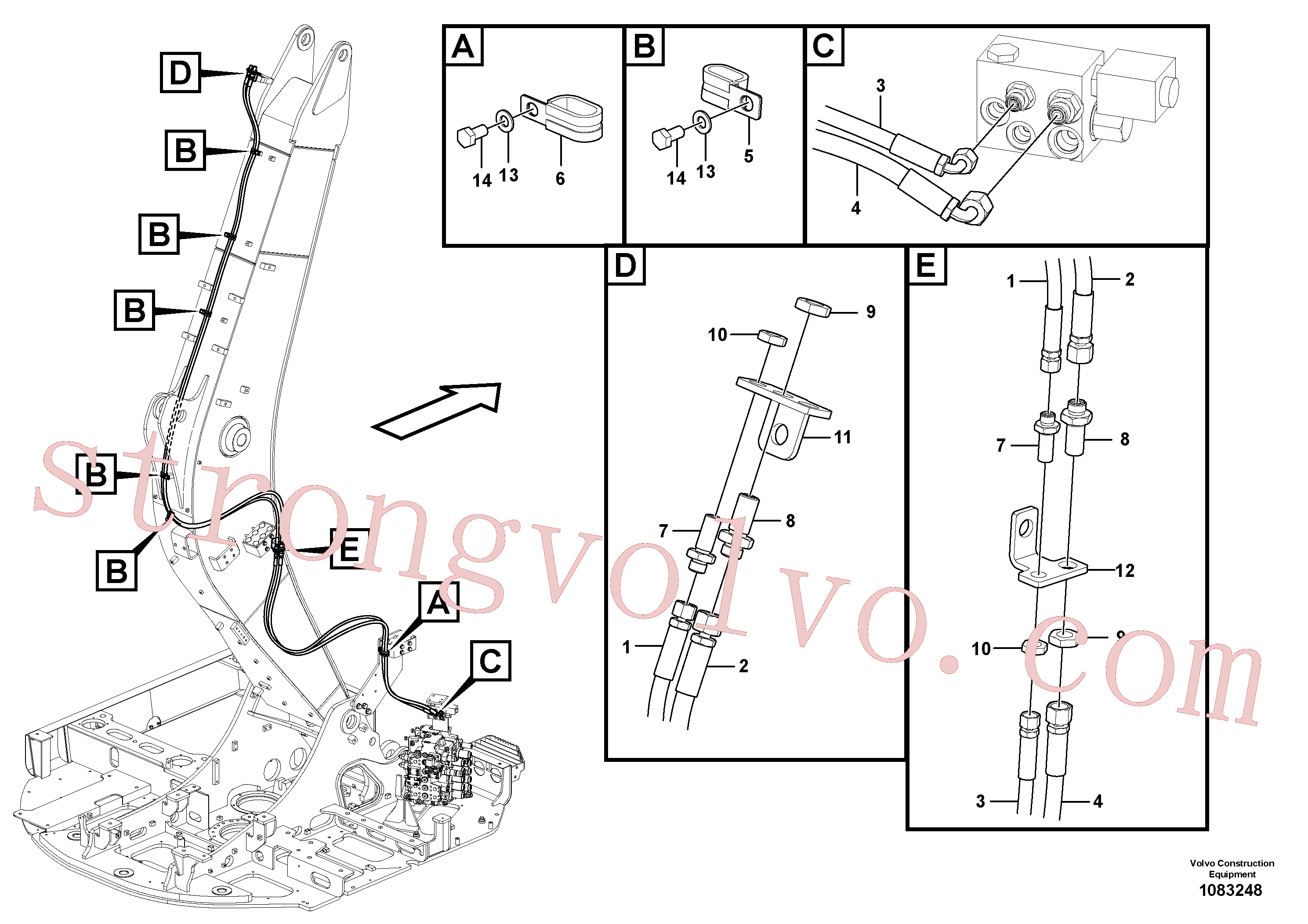 VOE14701653 Volvo Hidráulica de serviço, encaixe rápido na lança(1083248 Montagem)