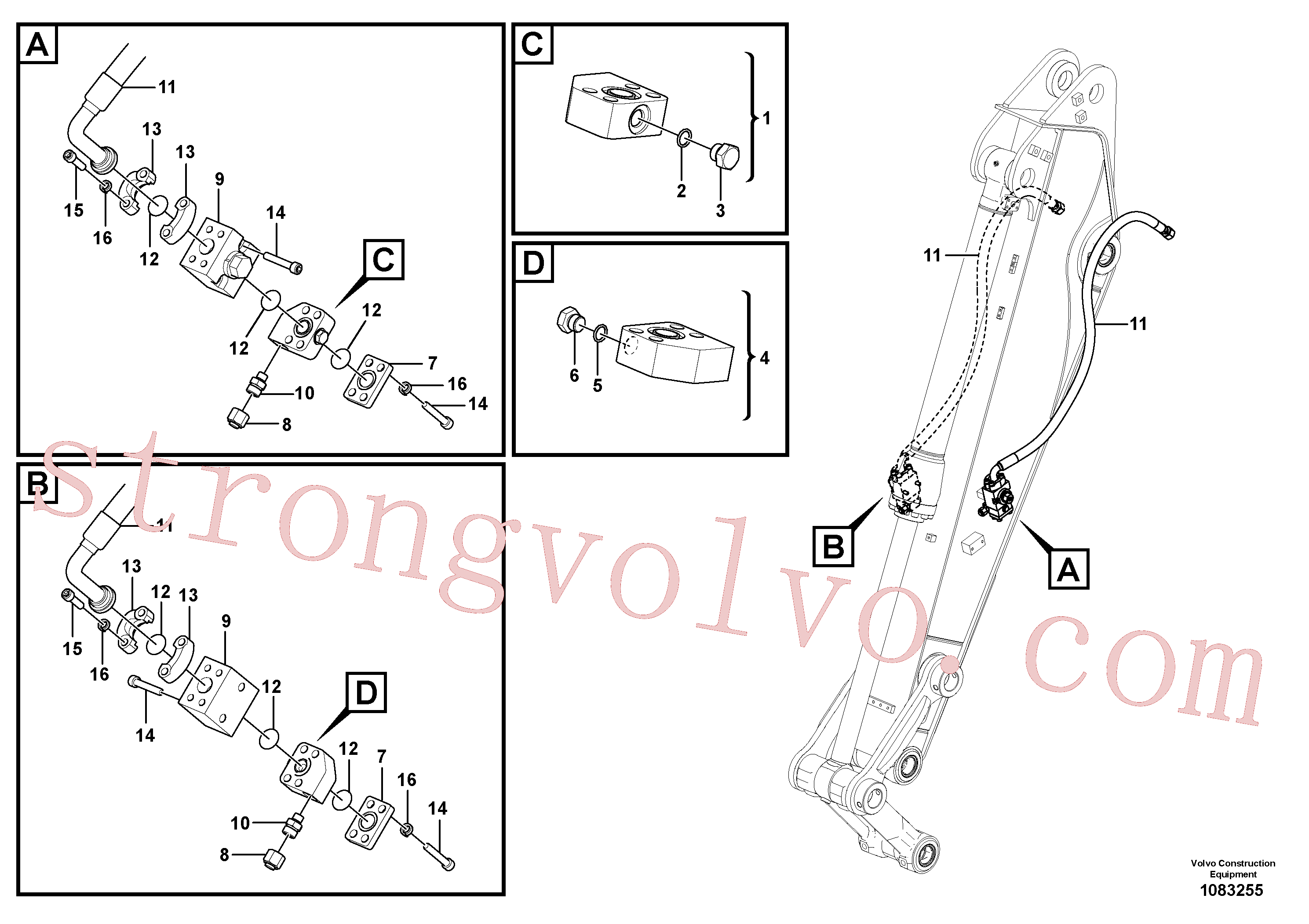 VOE14542603 Volvo Hidráulica de serviço, martelo e cortador para braço de afundamento(1083255 Montagem)