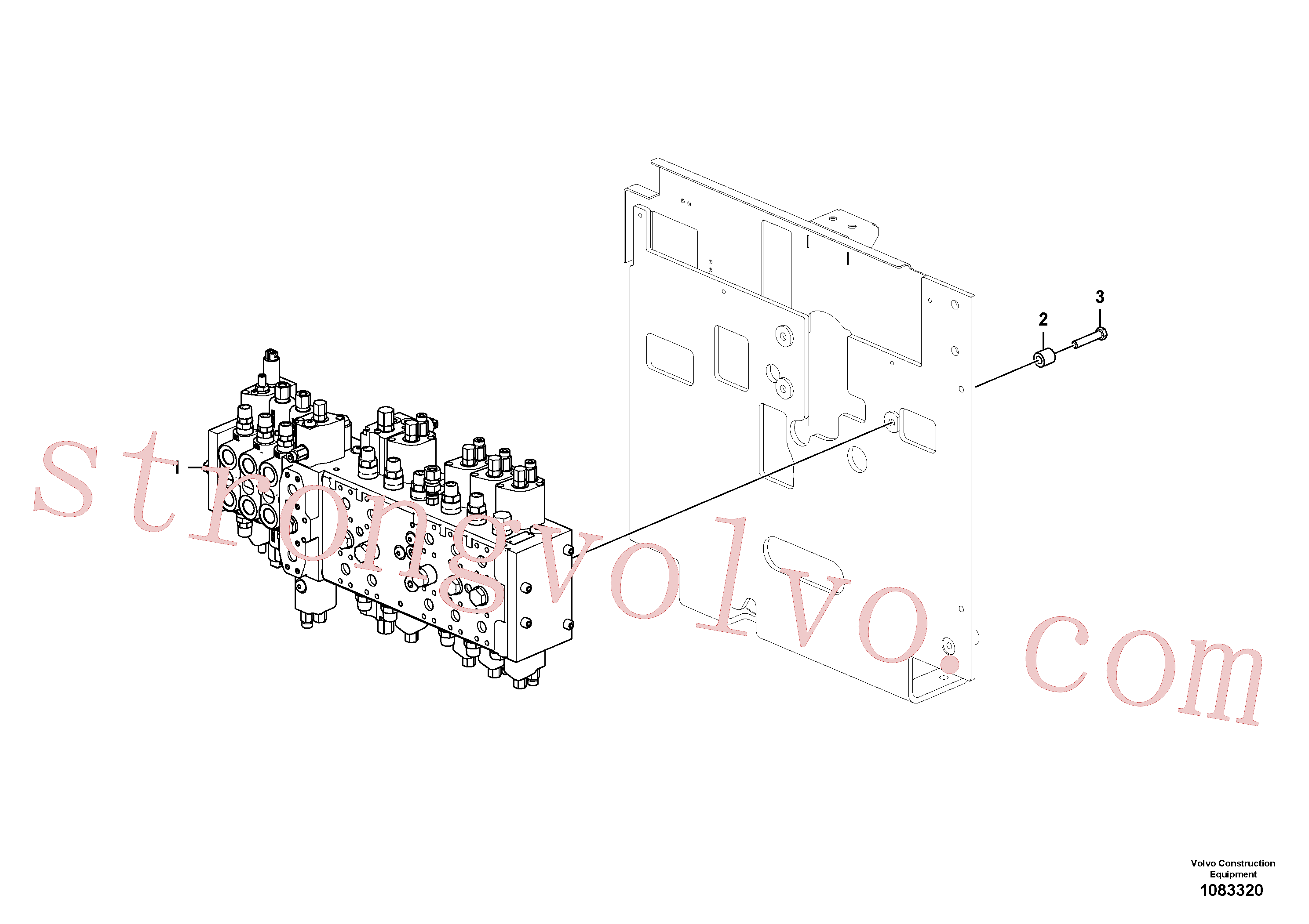 VOE984969 Volvo Válvula de comando com acessórios.(1083320 Montagem)
