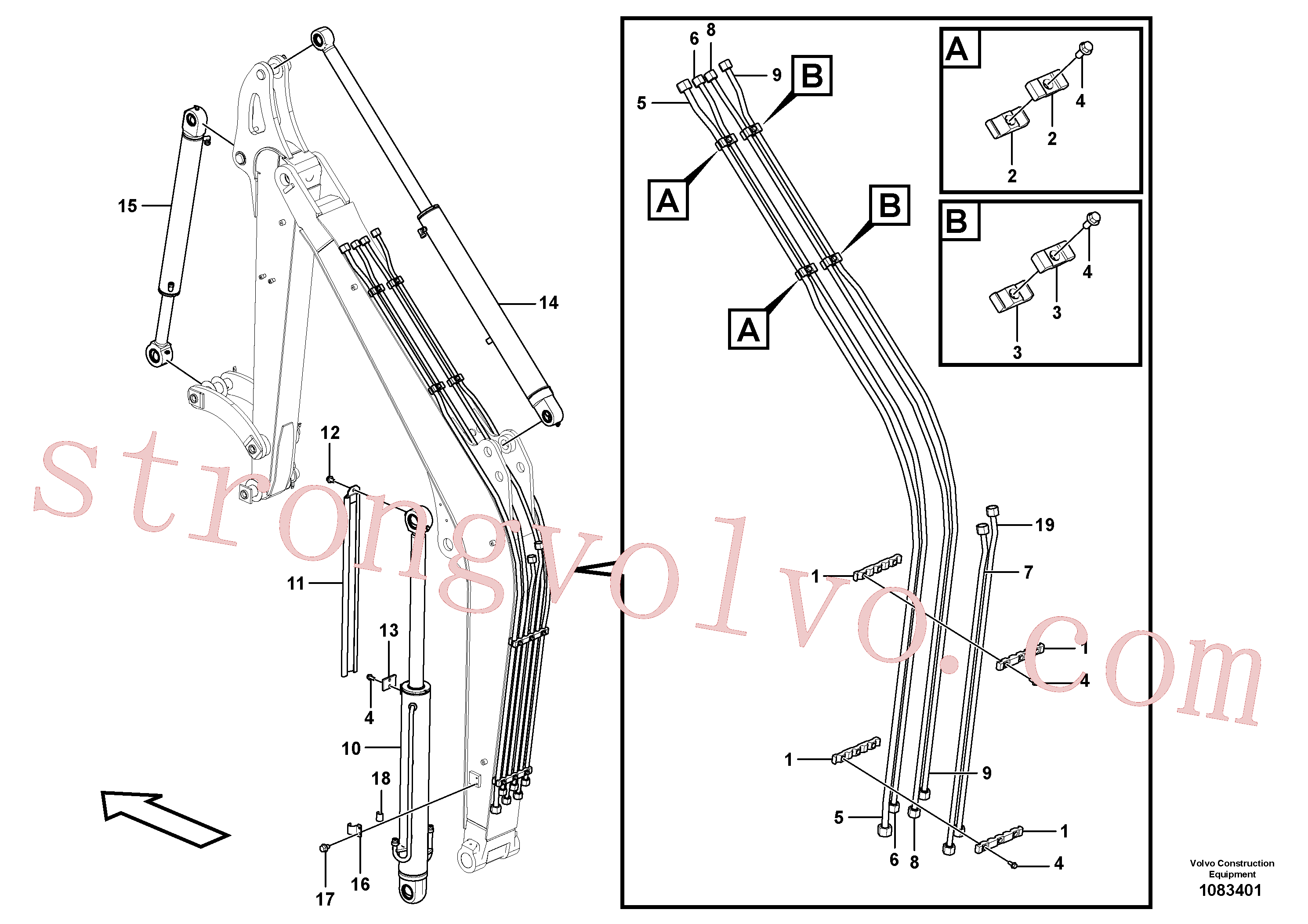 VOE15669162 Volvo Circuito hidráulico (lança)(1083401 Montagem)