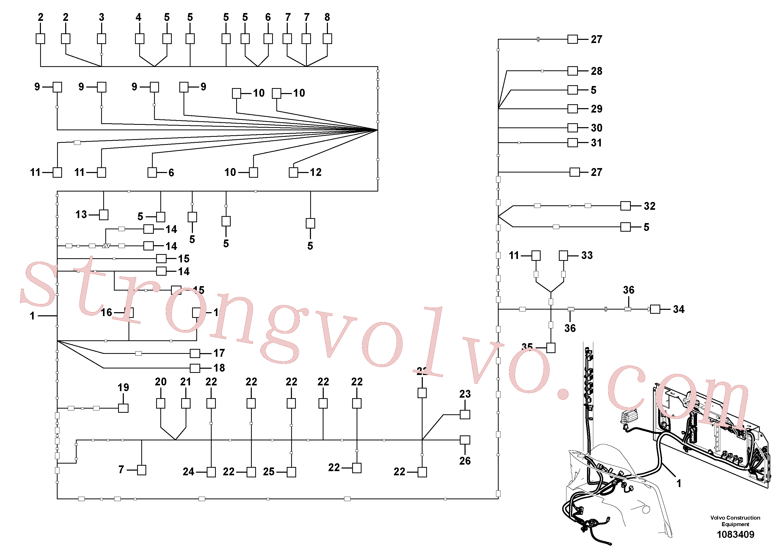 VOE969780 Volvo Cablagem, cabina.(1083409 Montagem)