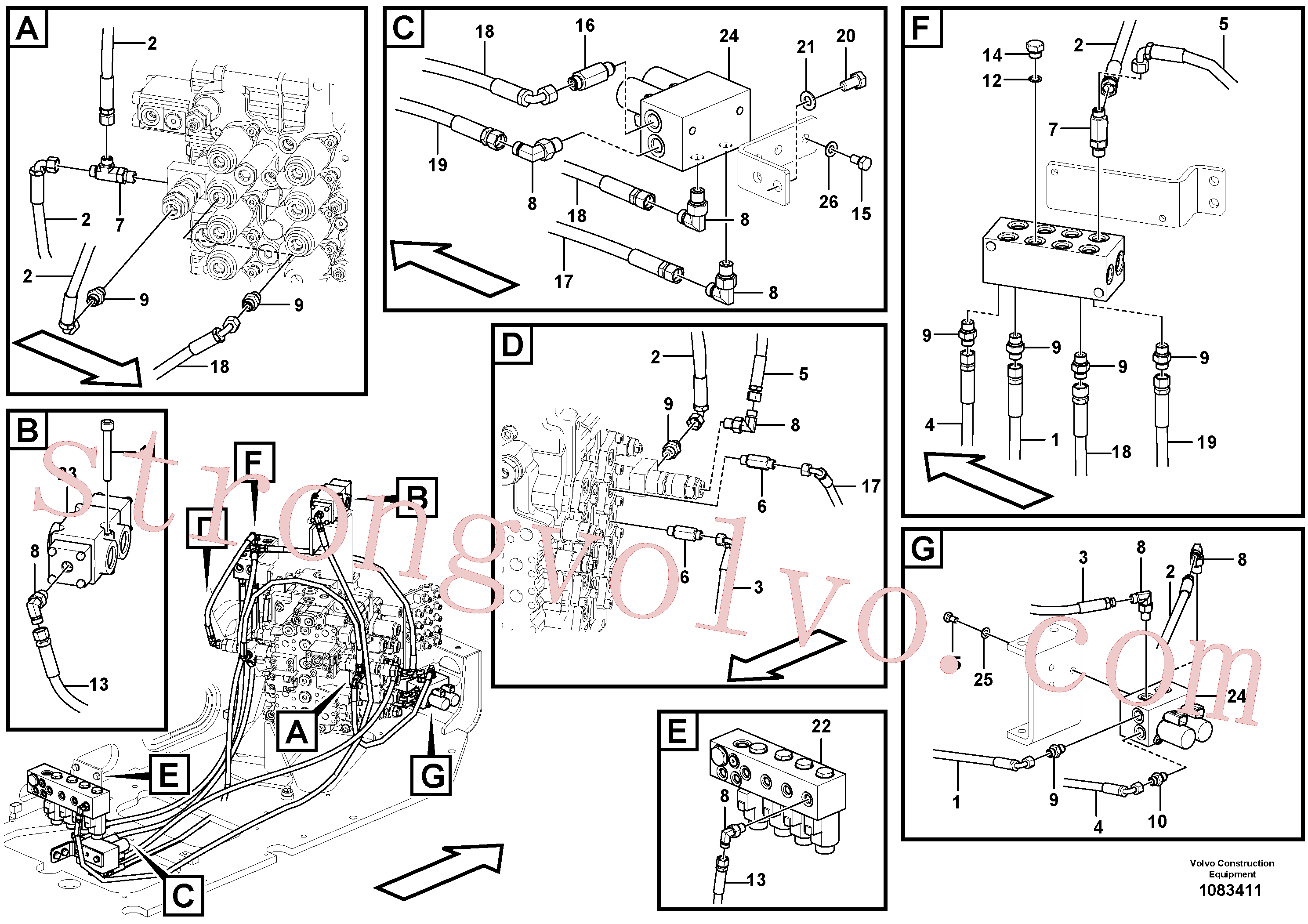 VOE14539702 Volvo Sistema servomotor, martelo e corte(1083411 Montagem)