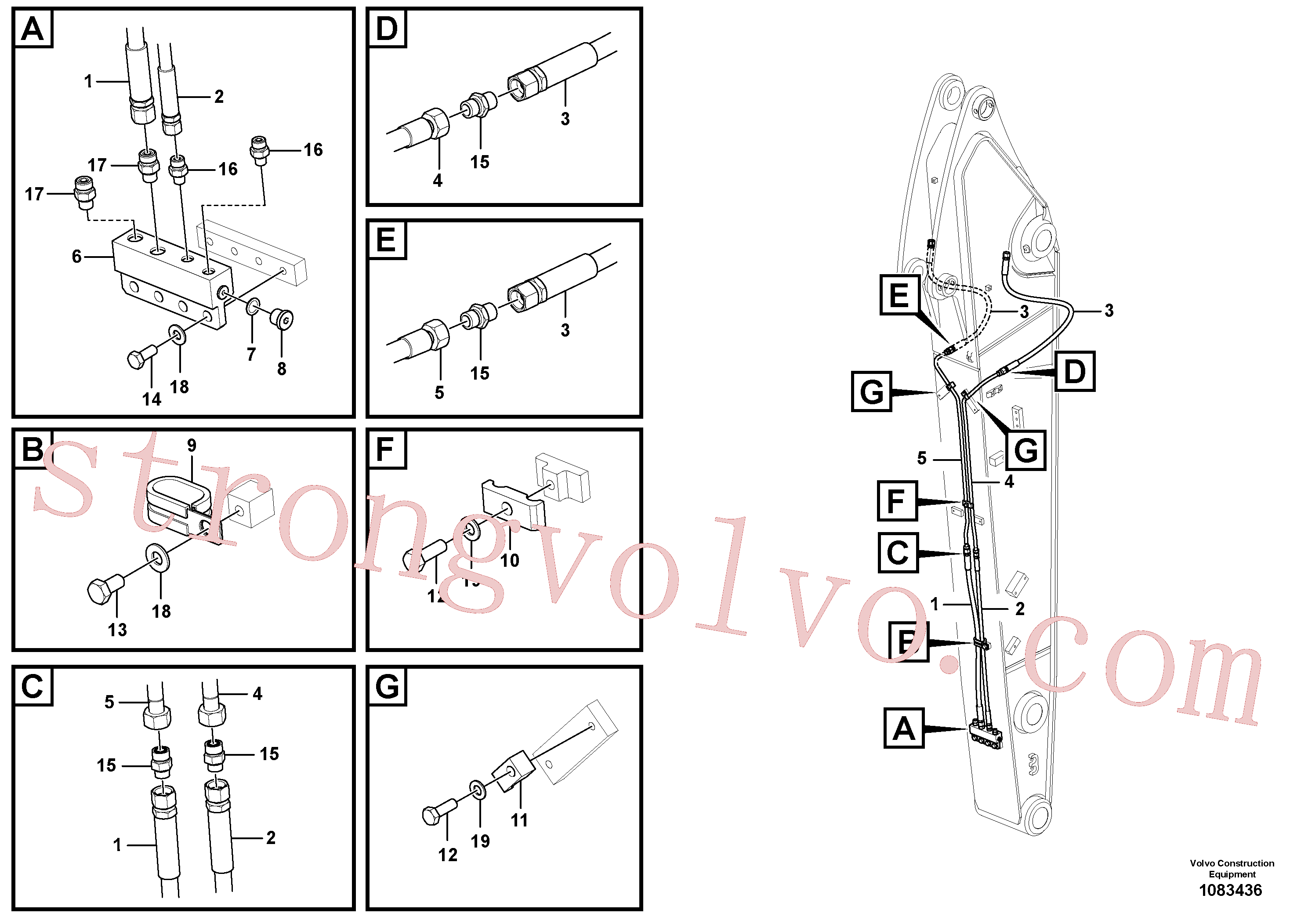 VOE14883858 Volvo Hidráulica de serviço, encaixe rápido no braço de afundamento(1083436 Montagem)
