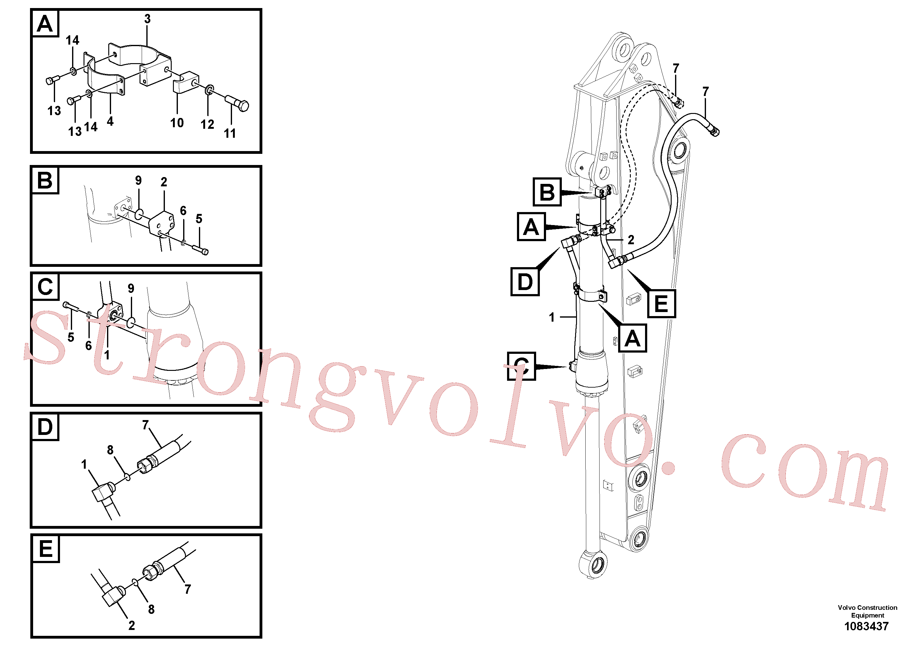 VOE14677548 Volvo Hidráulica de serviço, cilindro do balde no braço de afundamento(1083437 Montagem)