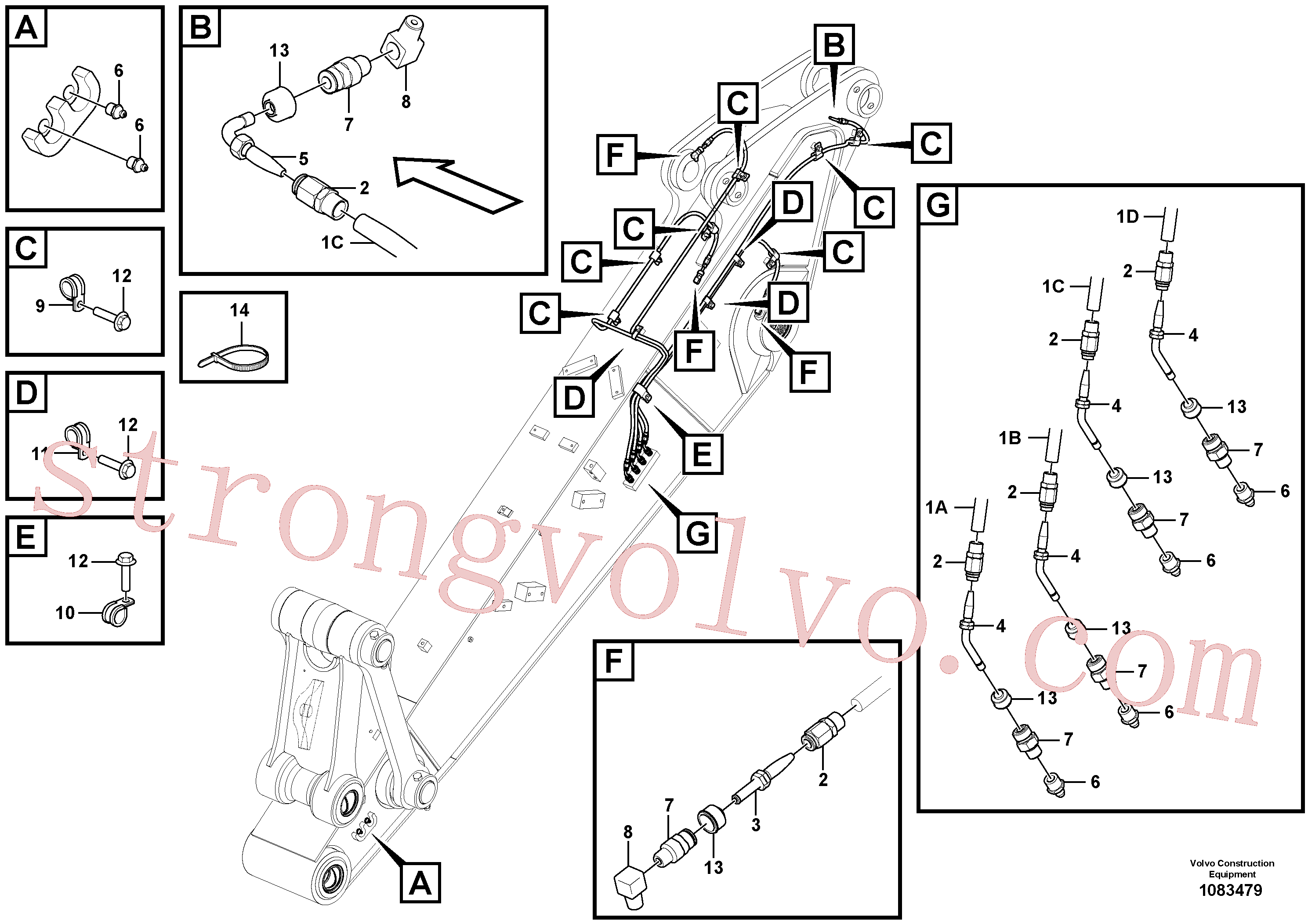 China Made VOE14883801 Clipe Volvo Acessórios para escavadeira