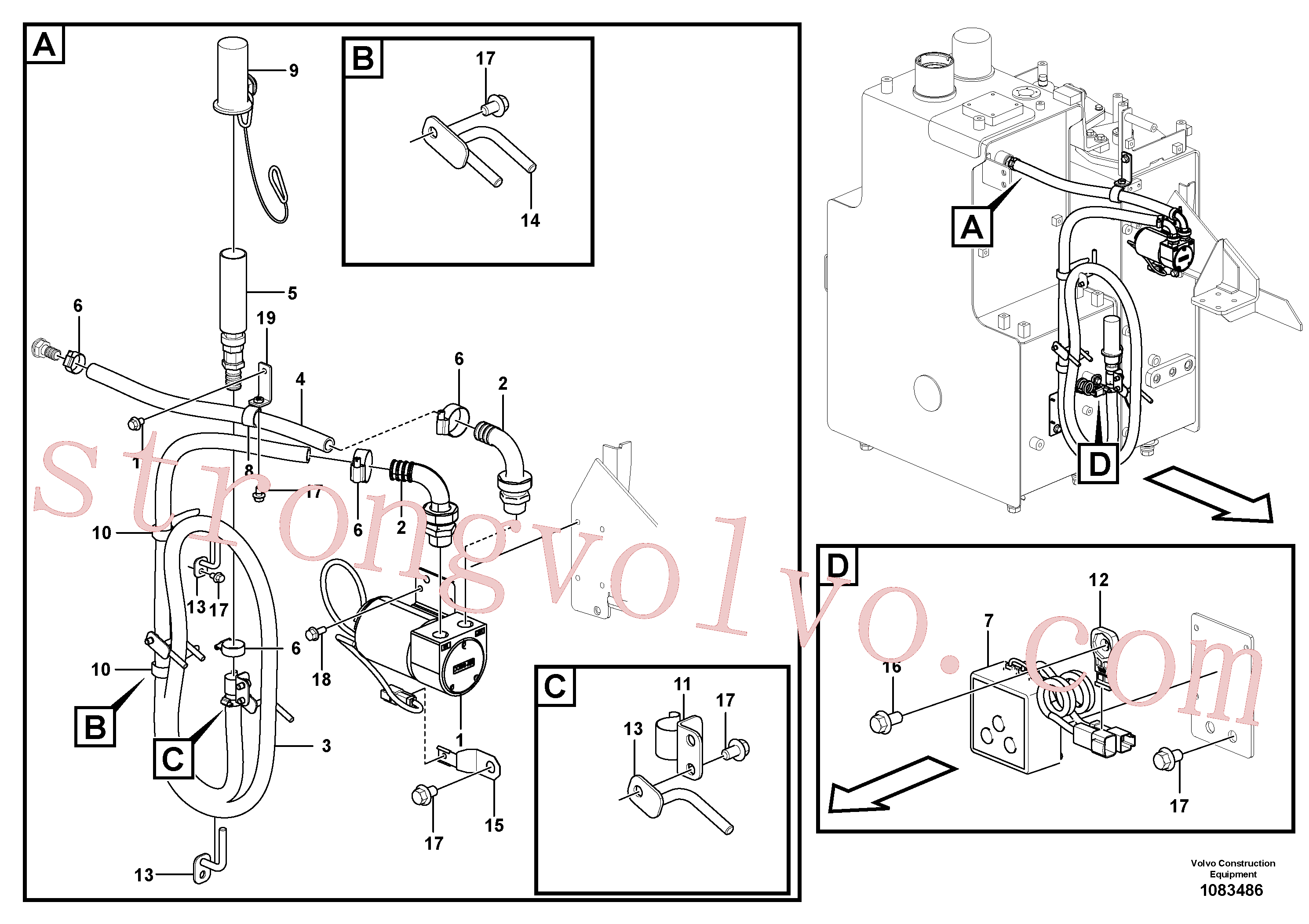 VOE14526770 Volvo Bomba de enchimento do combustível com detalhes de montagem(1083486 Montagem)