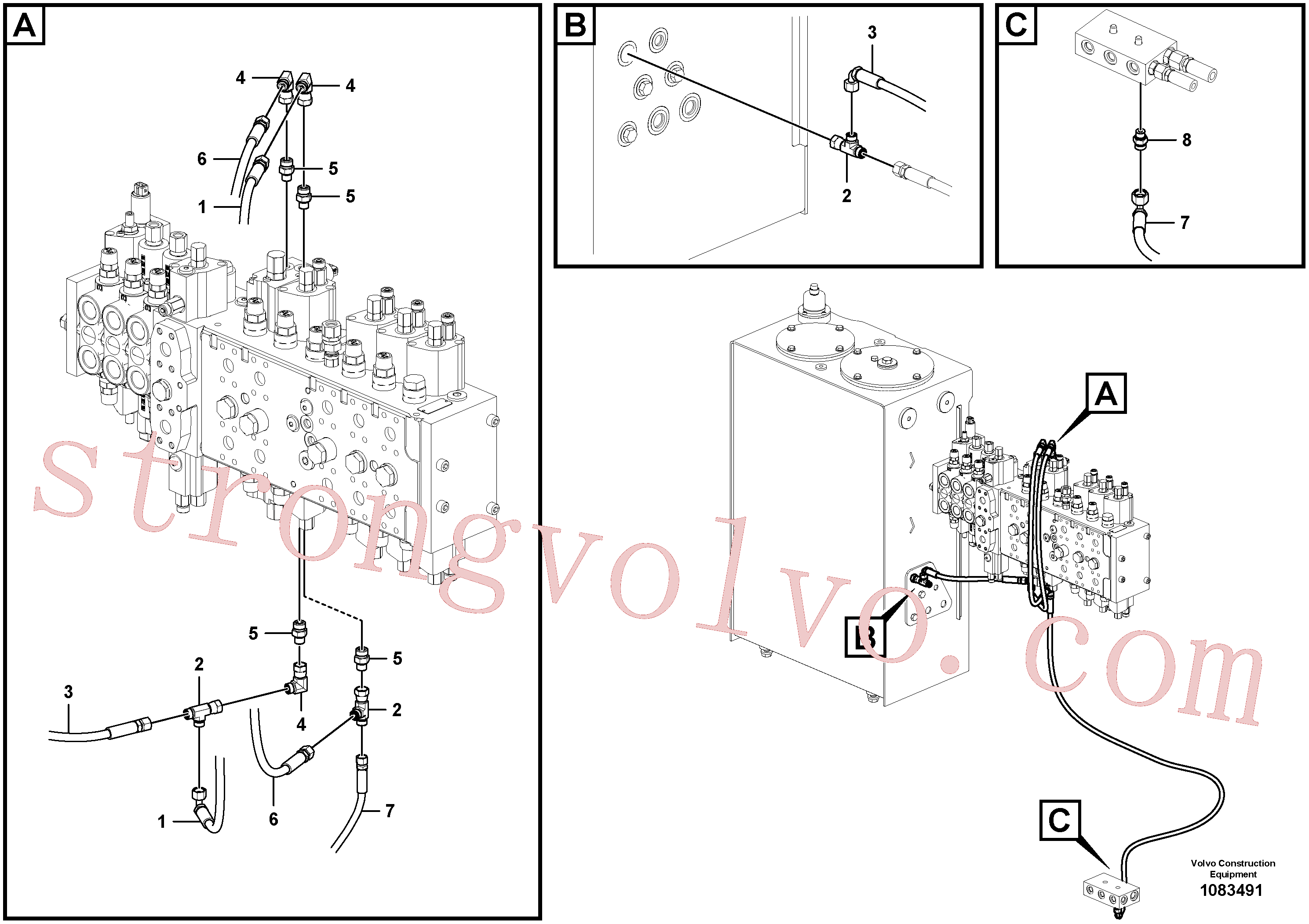 VOE937107 Volvo Sistema servomotor, martelo e corte(1083491 Montagem)
