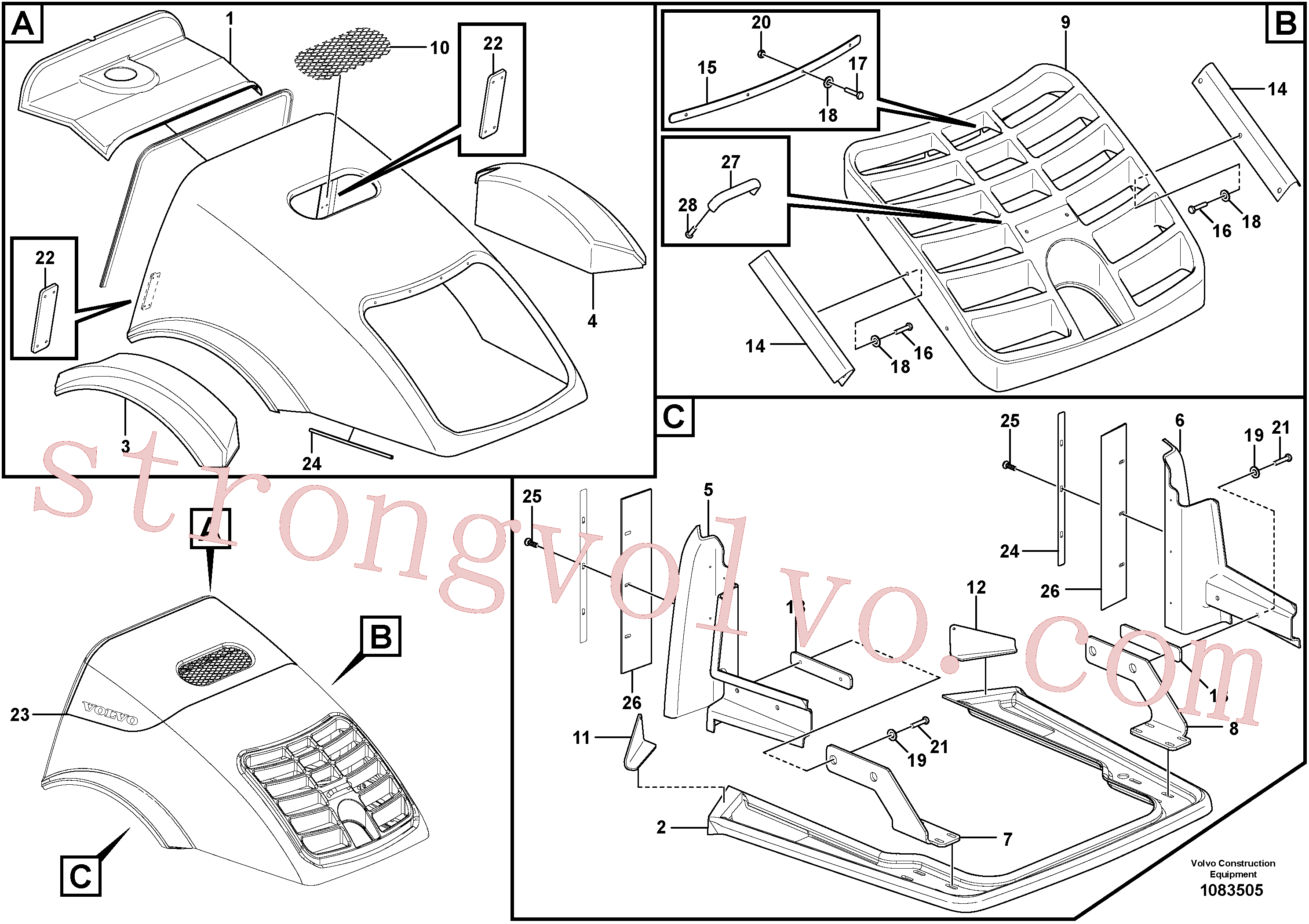 RM50264860 Volvo Capot com picos de insonorização(1083505 Montagem)