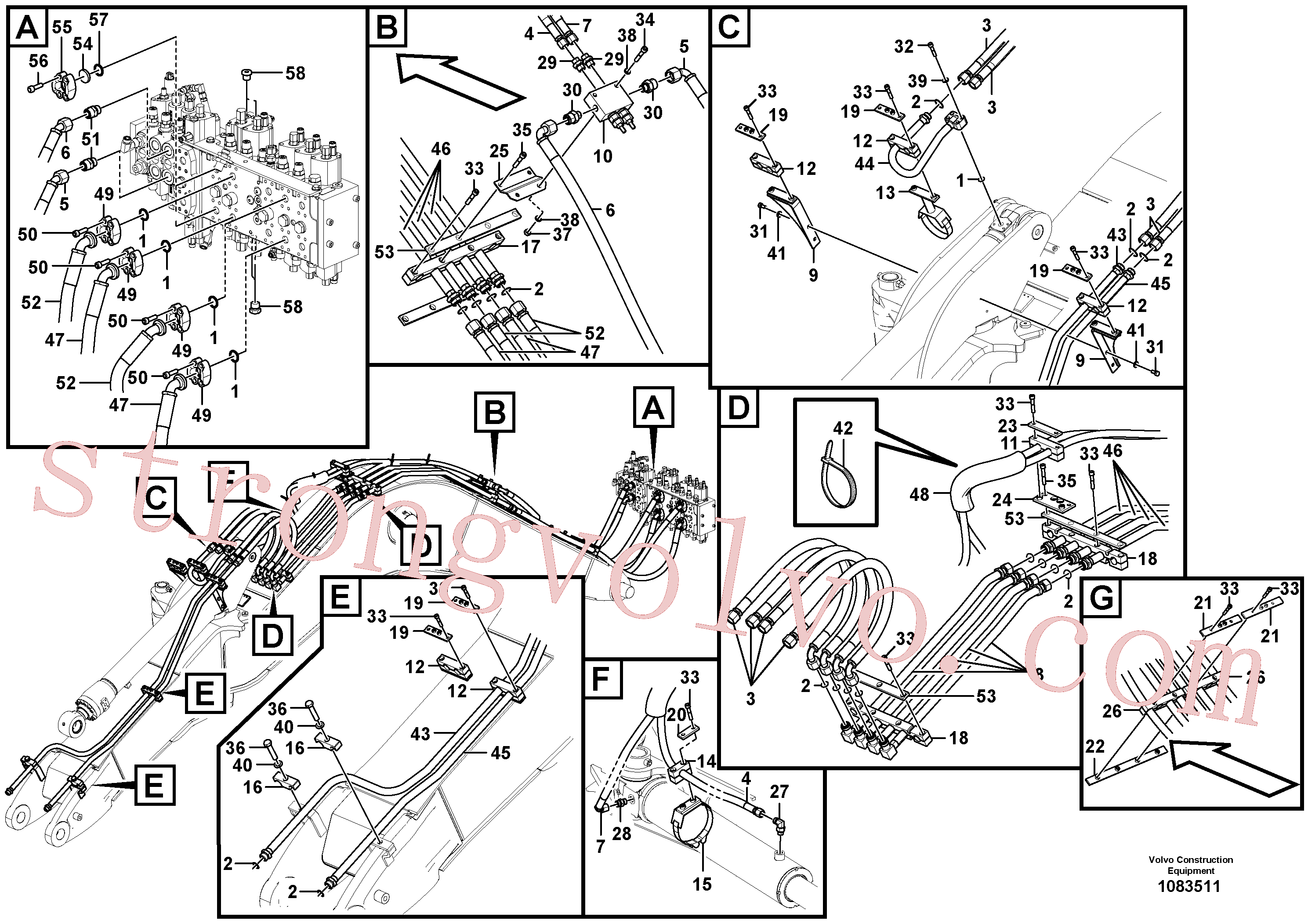 VOE14372160 Volvo Hidráulica de serviço, cilindro do braço de afundamento na lança.(1083511 Montagem)