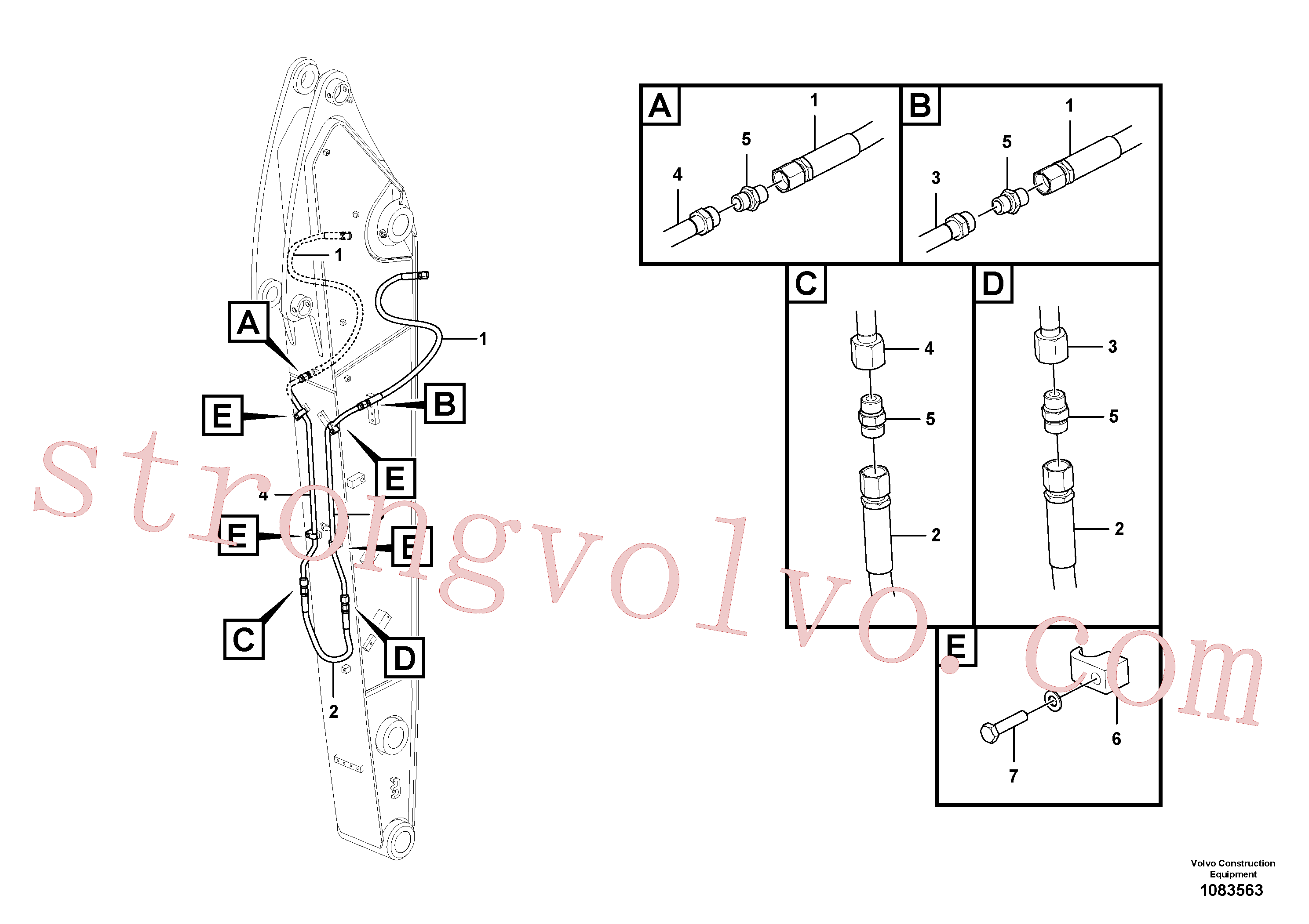 VOE15141224 Volvo Hidráulica de serviço, inclinação e rotor no braço de afundamento(1083563 Montagem)