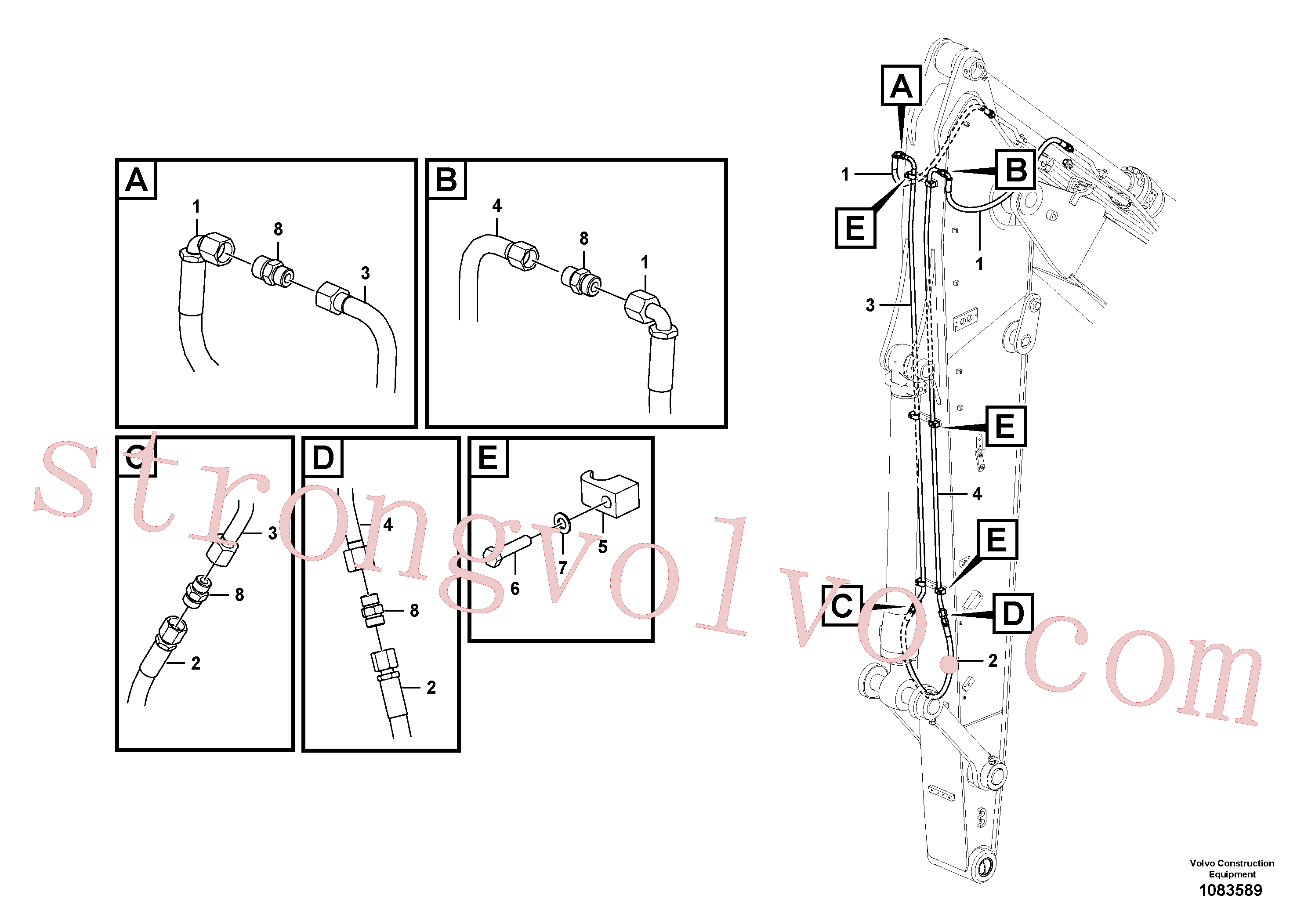 VOE991634 Volvo Hidráulica de serviço, inclinação e rotor no braço de afundamento(1083589 Montagem)