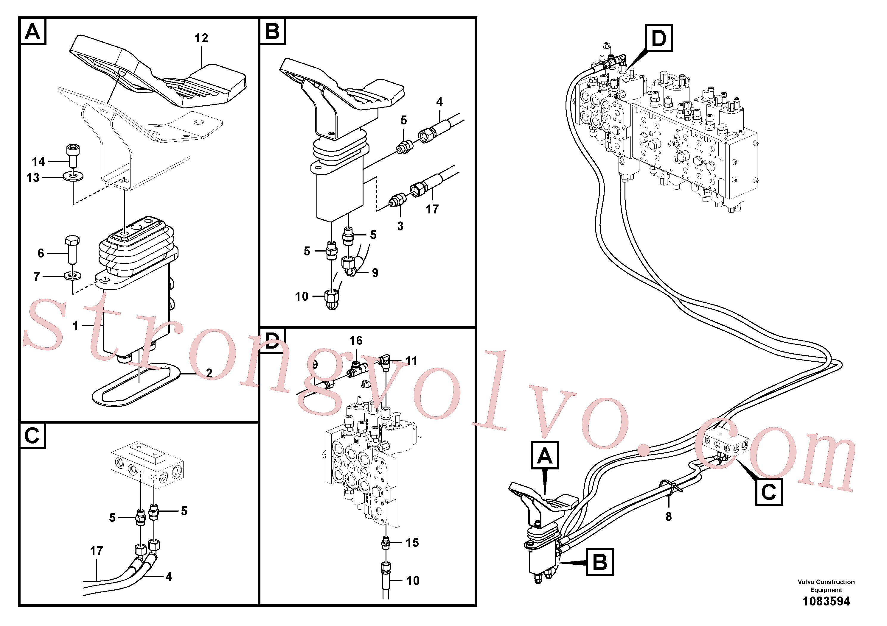 VOE14515386 Volvo Sistema servomotor, válvula de comando para pedal da válvula de comando(1083594 Montagem)