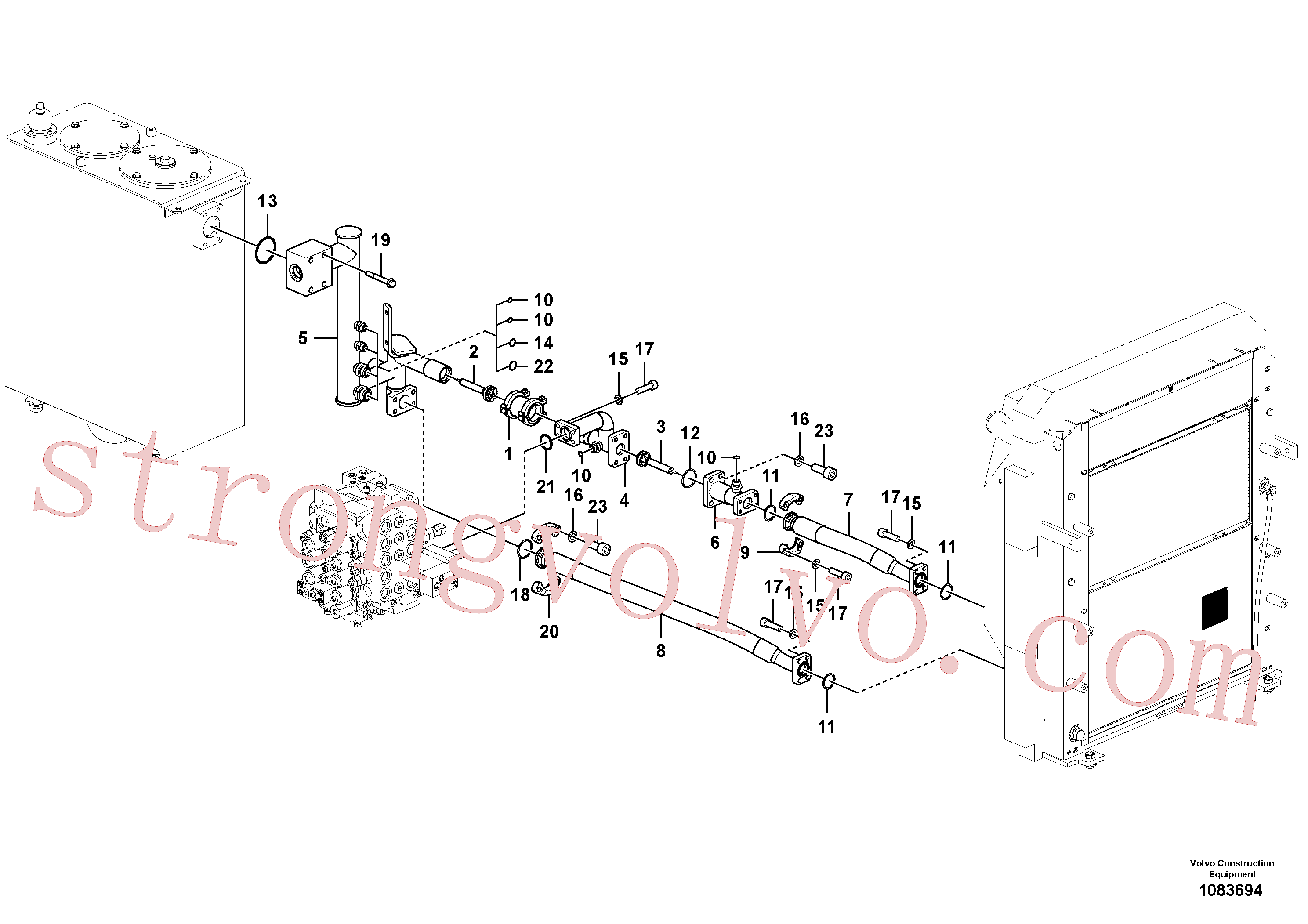 VOE14567526 Volvo Sistema hidráulico, tanque hidráulico para o refrigerador de óleo hidráulico(1083694 Montagem)