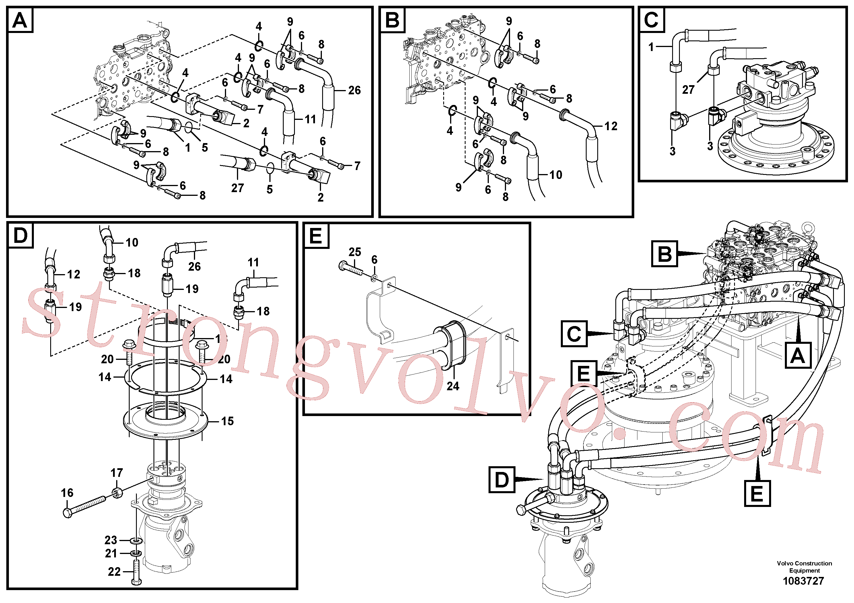 VOE14557515 Volvo Sistema hidráulico, válvula de comando da lança e articulação(1083727 Montagem)
