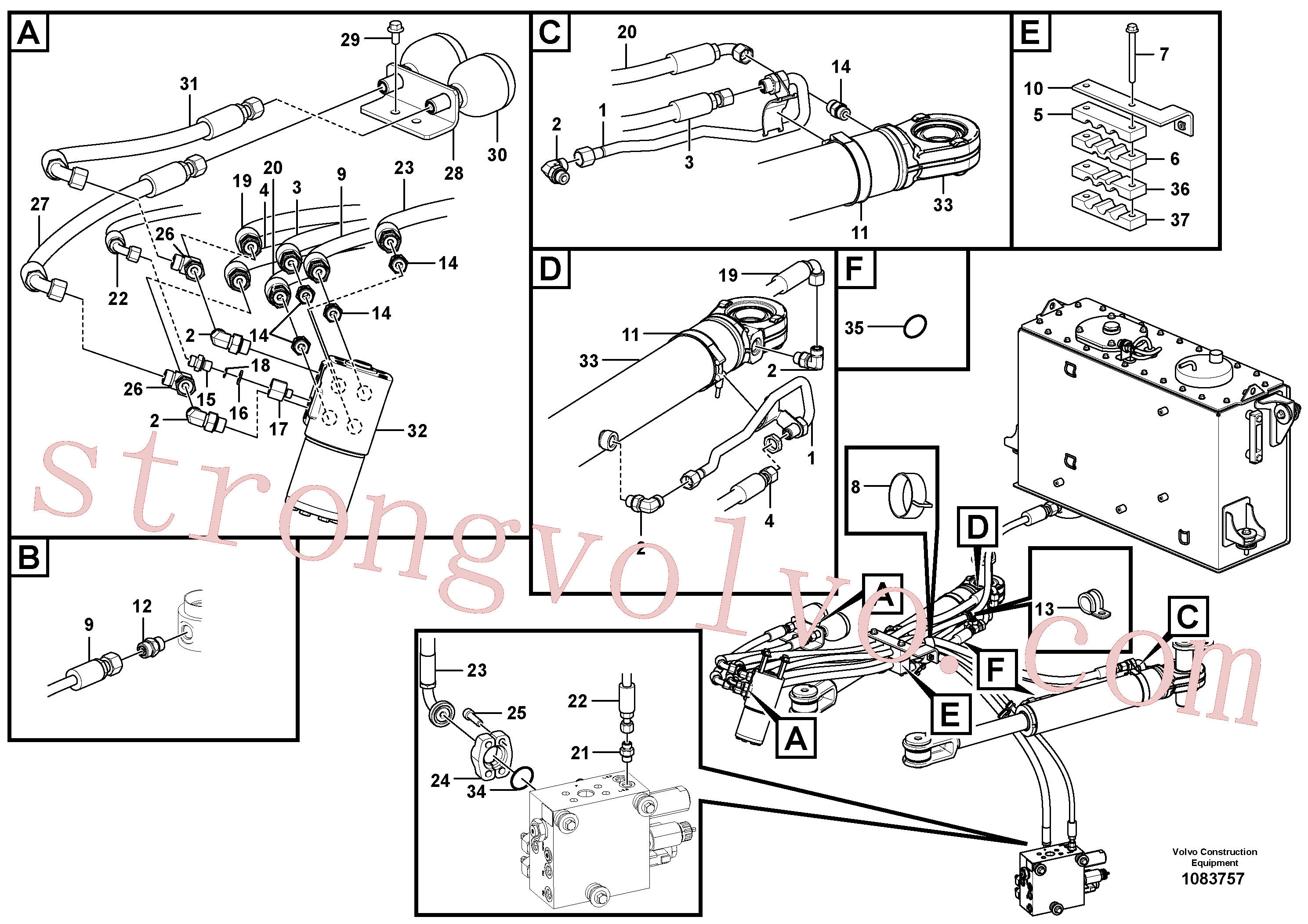 VOE11431005 Volvo Sistema de direcção(1083757 Montagem)
