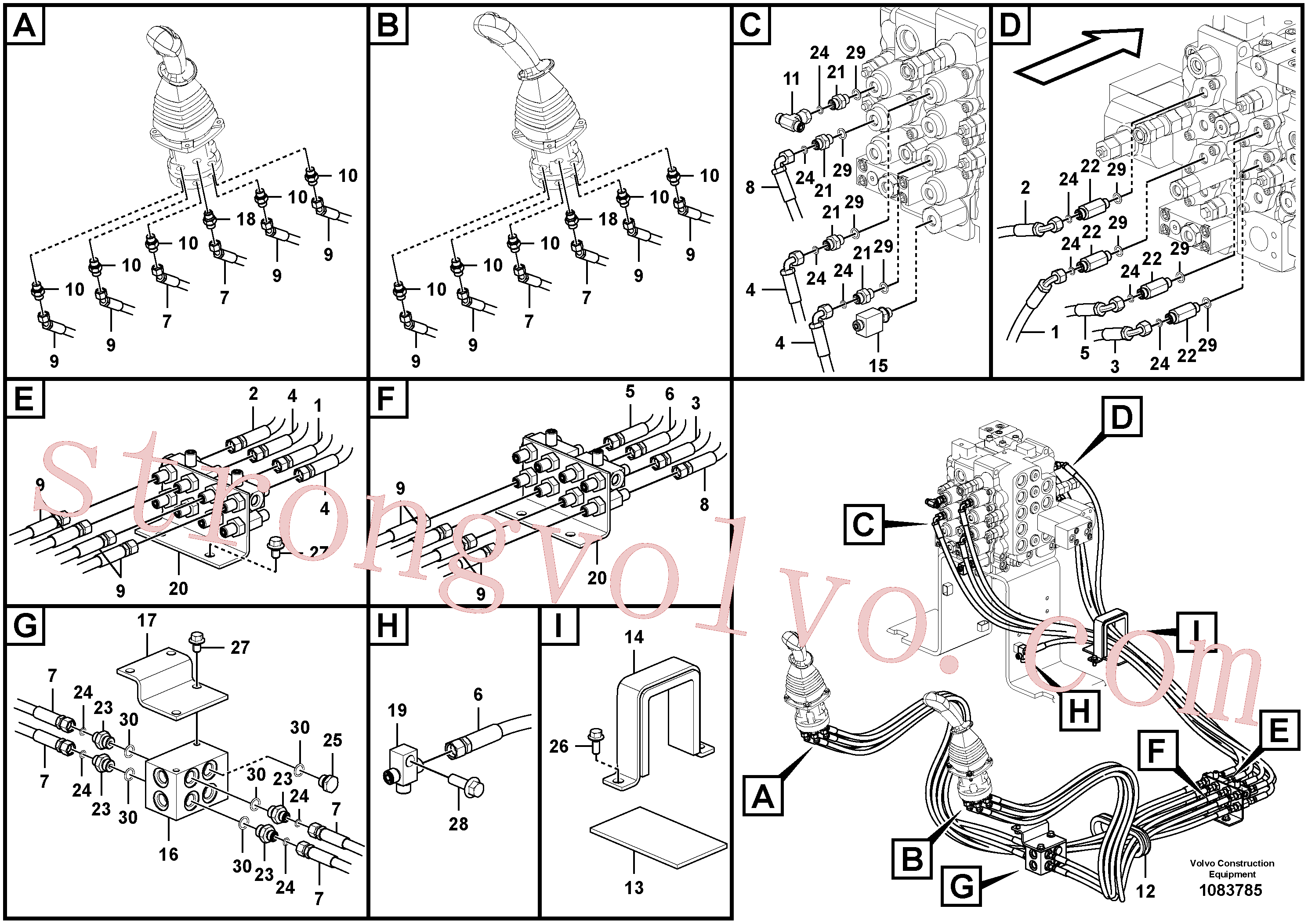 VOE937112 Volvo Sistema servomotor, válvula de comando para válvula de comando à distância(1083785 Montagem)