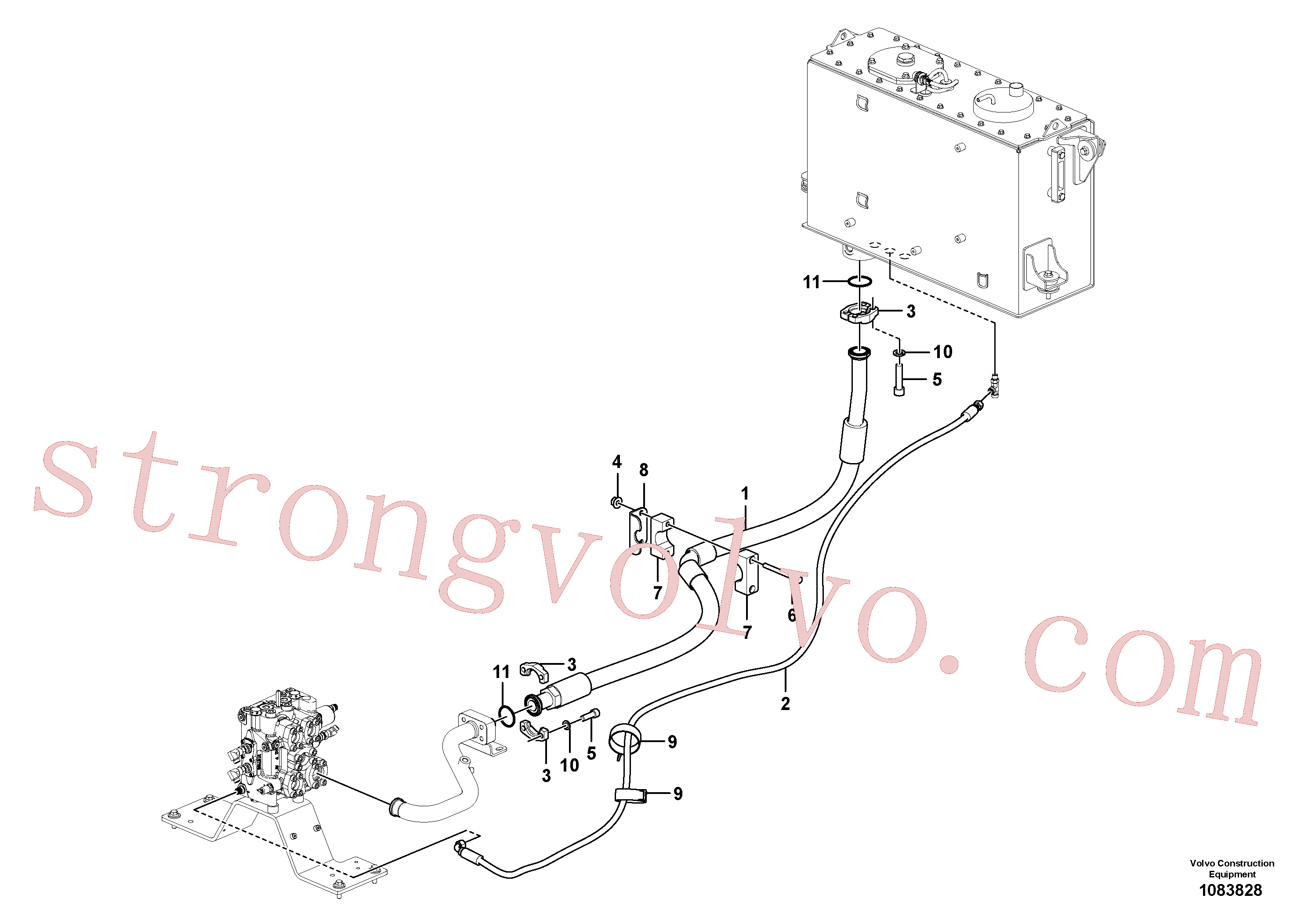 VOE979934 Volvo Sistema hidráulico, linha de retorno(1083828 Montagem)
