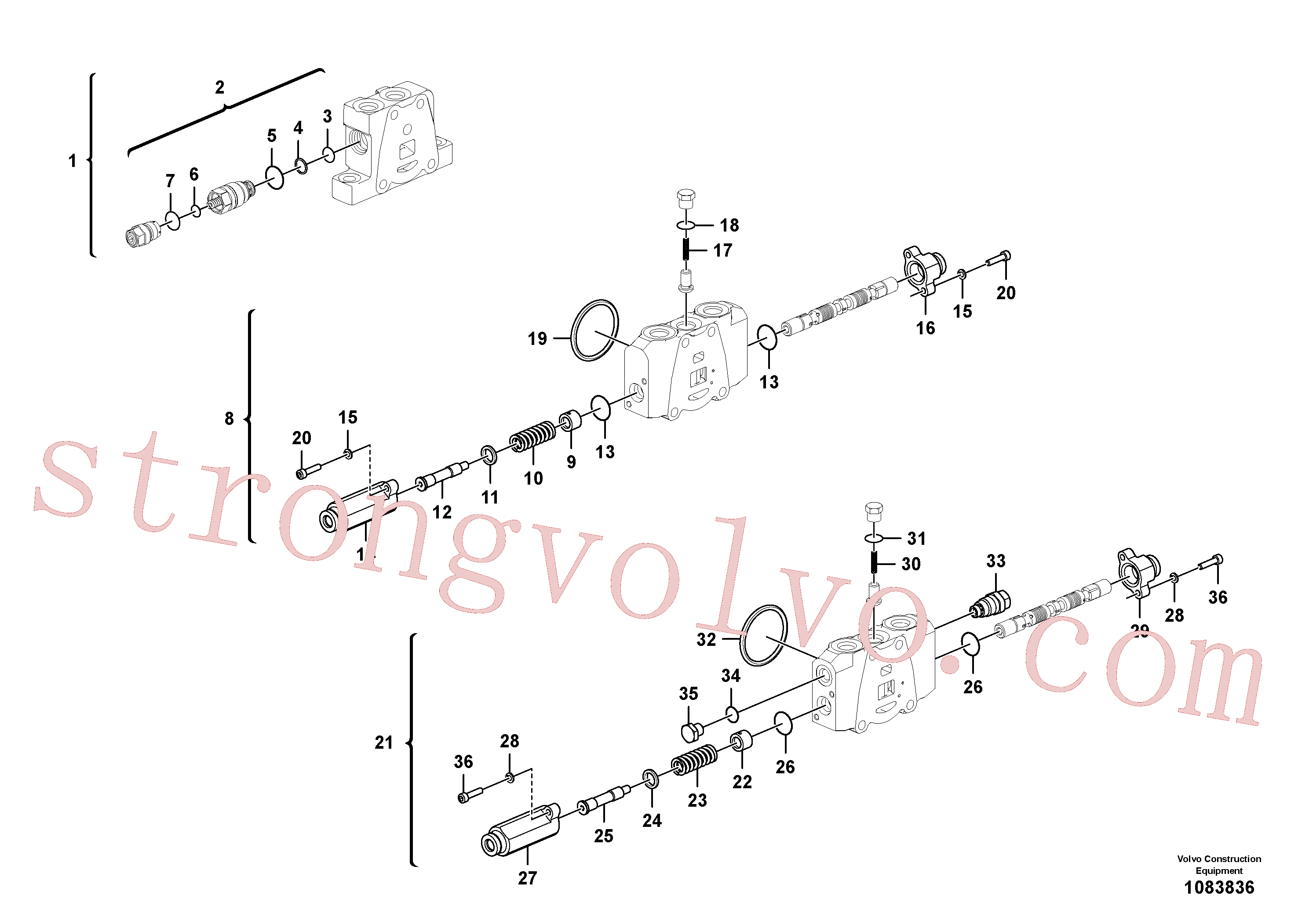 VOE14549180 Volvo Válvula mestra de comando(1083836 Montagem)
