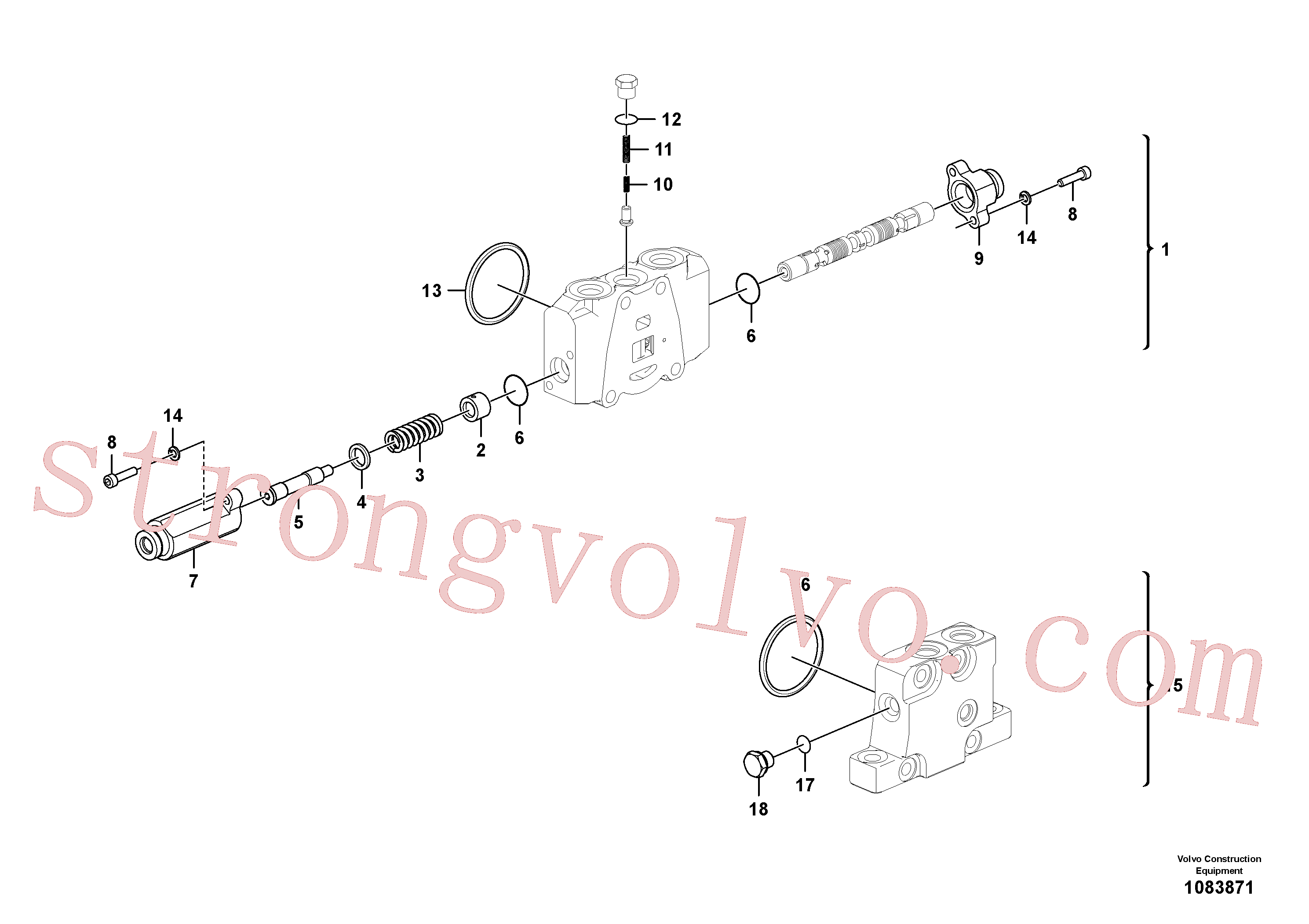 VOE14587104 Volvo Válvula mestra de comando(1083871 Montagem)