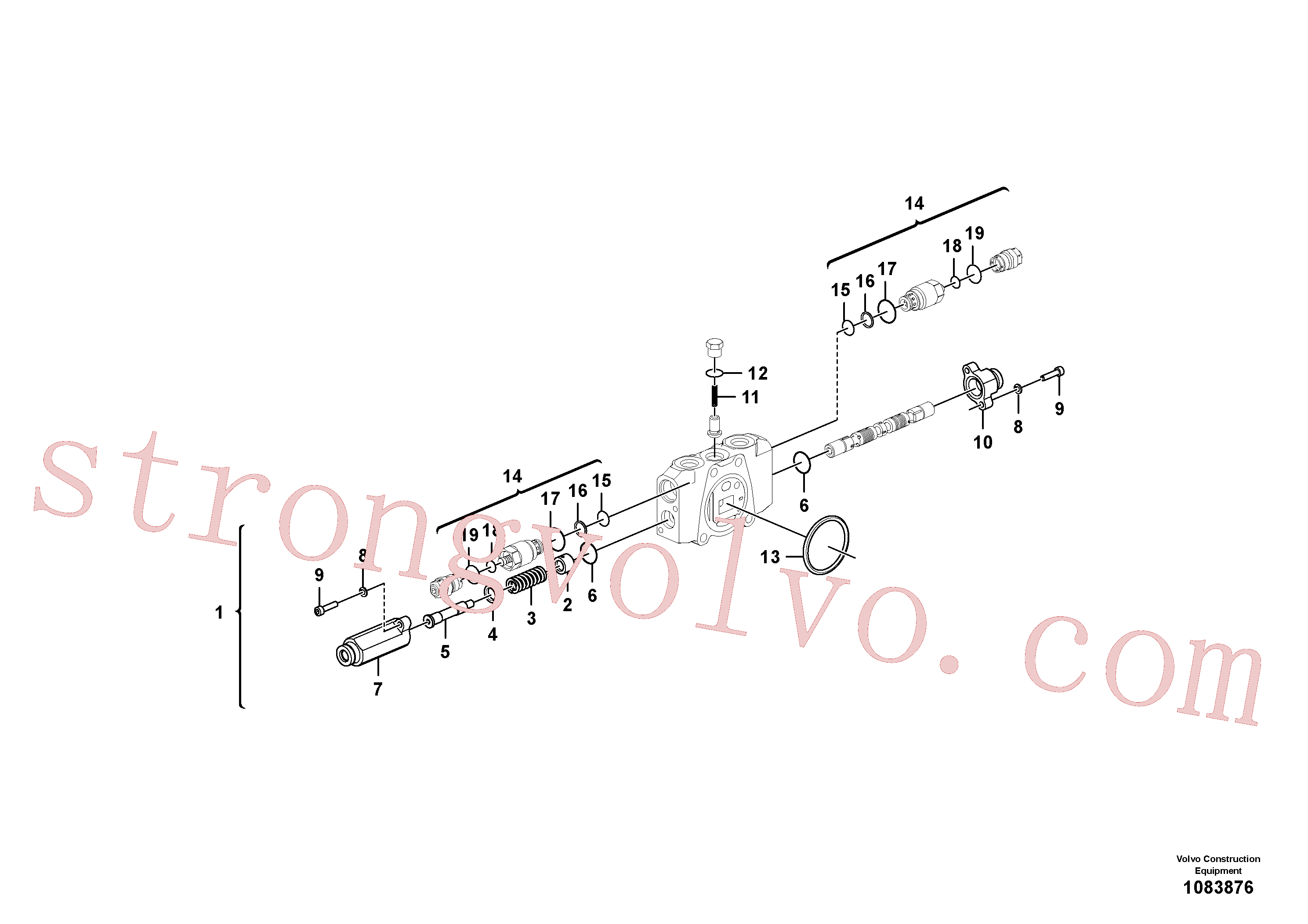 VOE14549180 Volvo Válvula mestra de comando(1083876 Montagem)