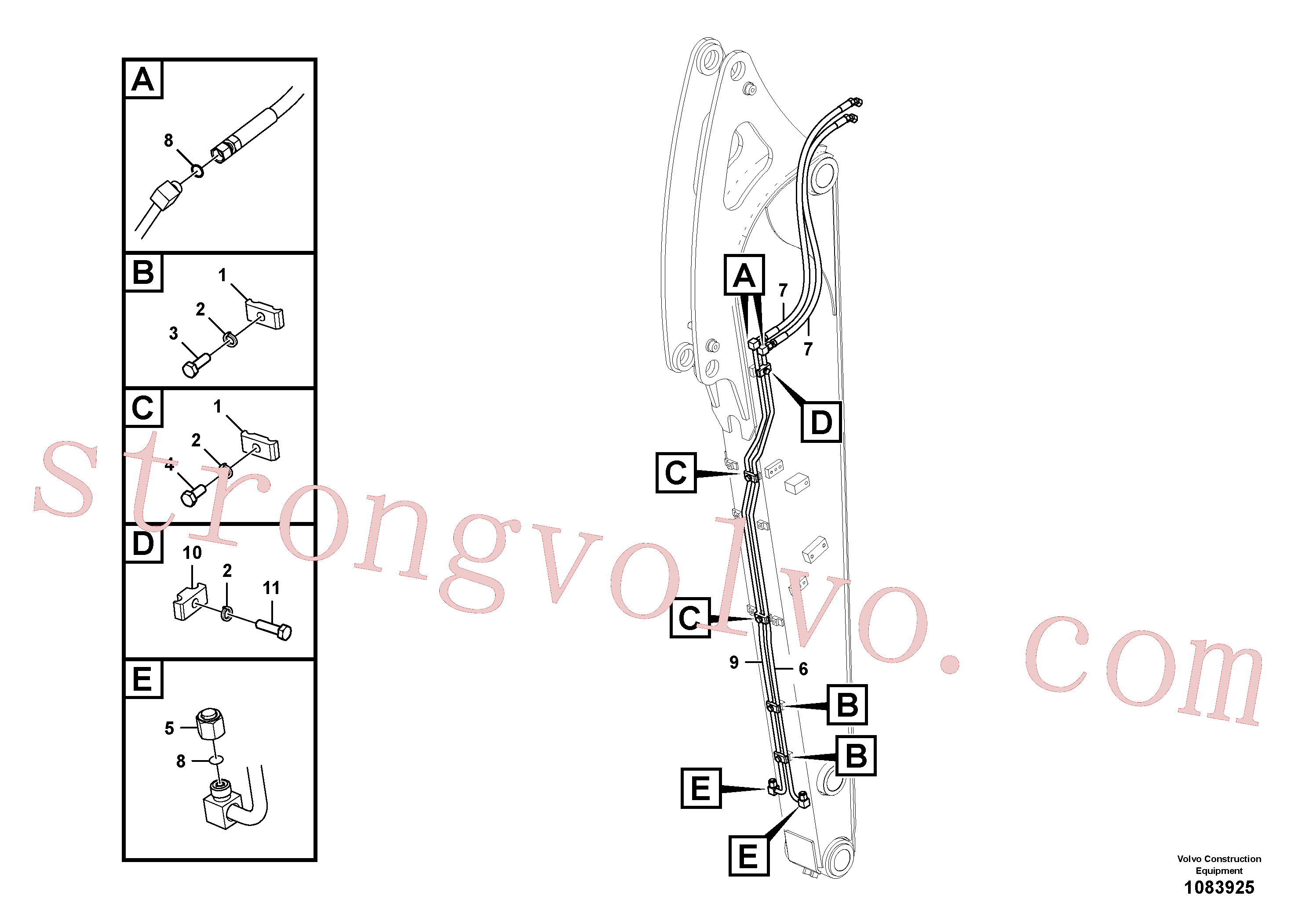 VOE14880475 Volvo Hidráulica de serviço, encaixe rápido no braço de afundamento(1083925 Montagem)