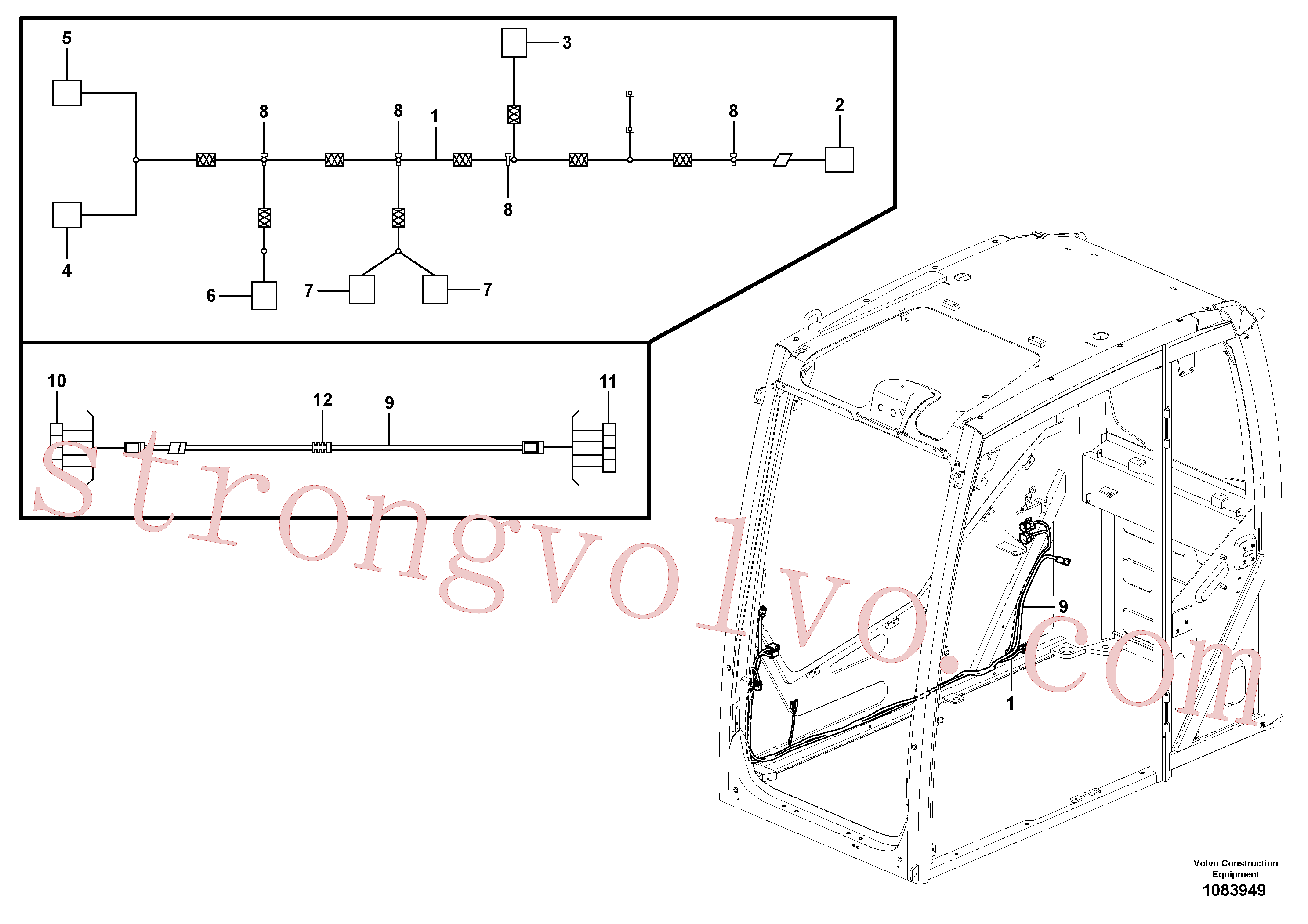 VOE14370883 Volvo Cablagem, cabina.(1083949 Montagem)