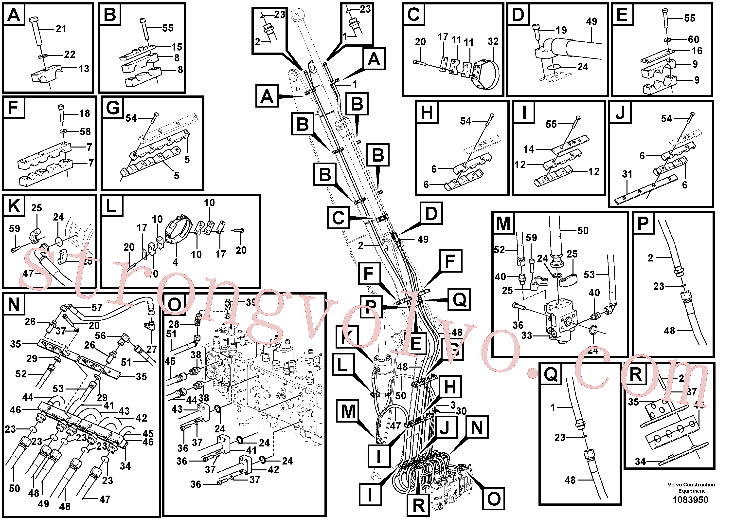 VOE937347 Volvo Hidráulica de serviço, cilindro do braço de afundamento na lança ajustável(1083950 Montagem)
