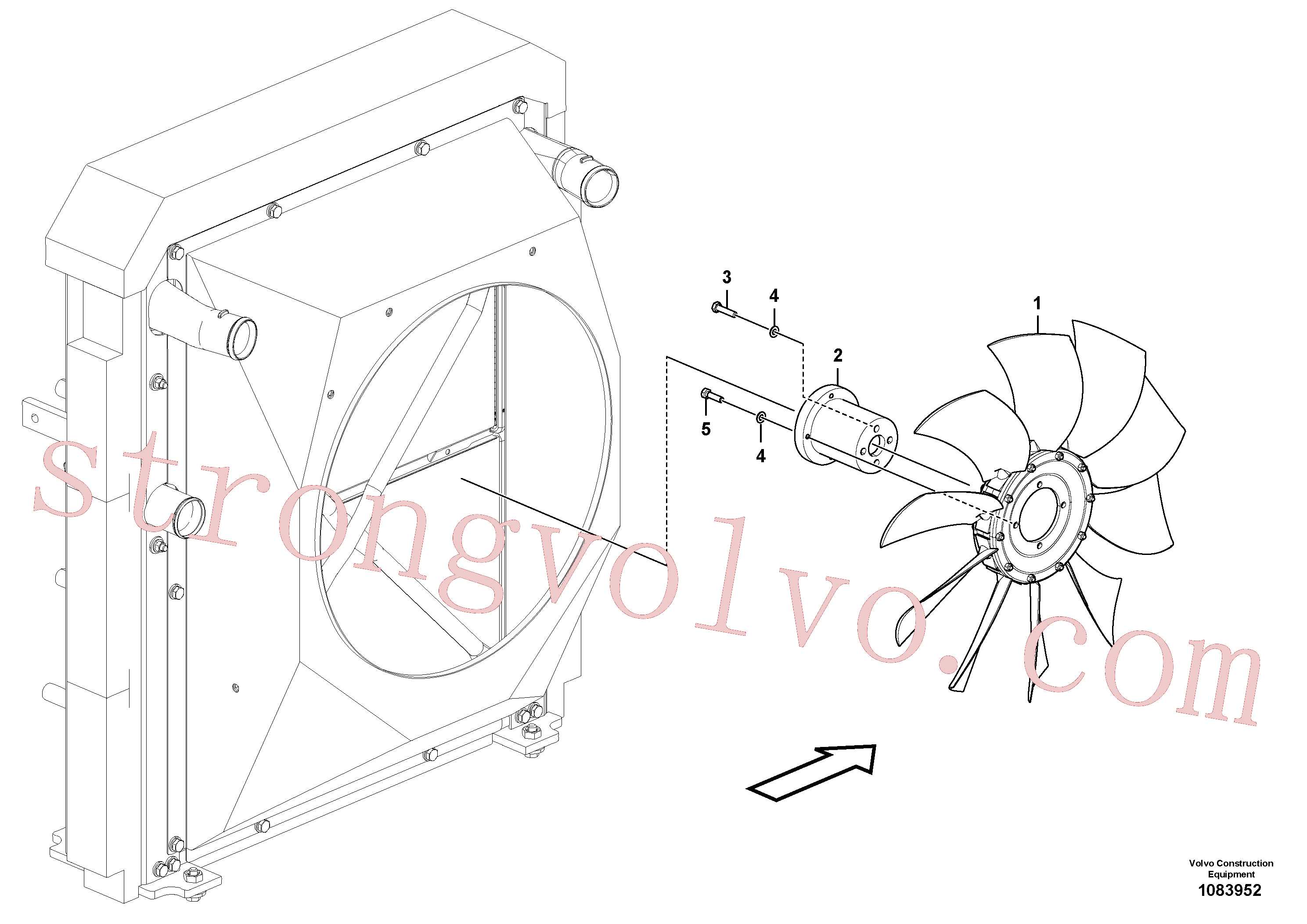 VOE997423 Volvo Suporte da ventoinha da refrigeração(1083952 Montagem)