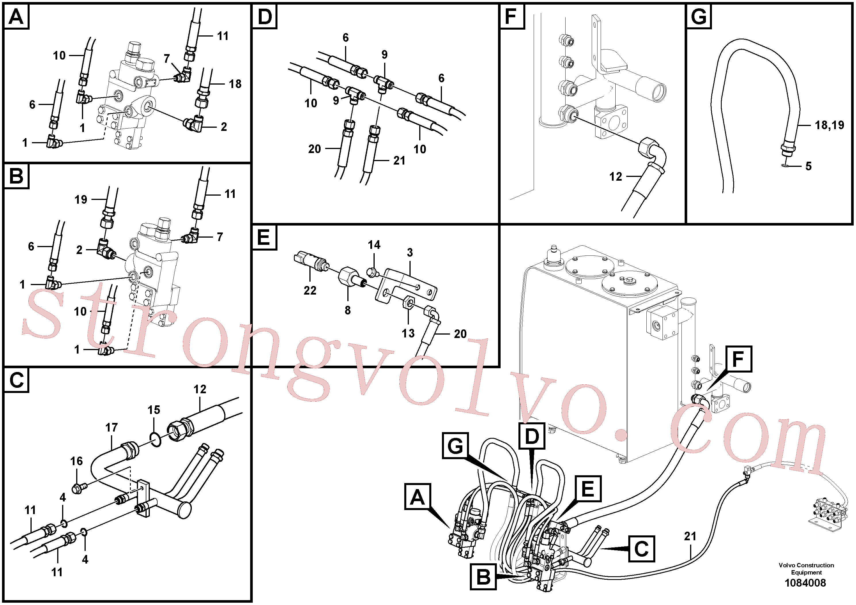 VOE936408 Volvo Hidráulica de serviço, ruptura da lança(1084008 Montagem)