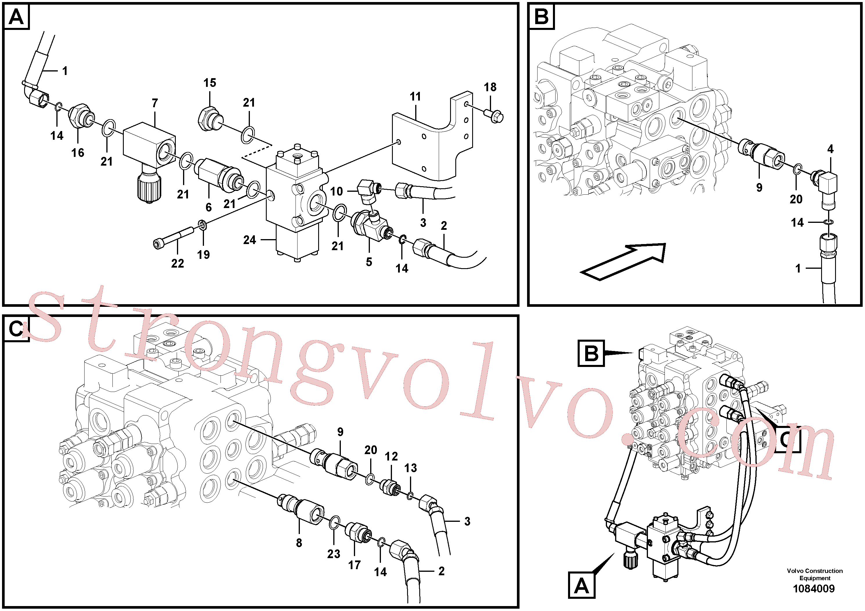 VOE937774 Volvo Hidráulica de serviço, martelo e cortador para fluxo da bomba auxiliar(1084009 Montagem)