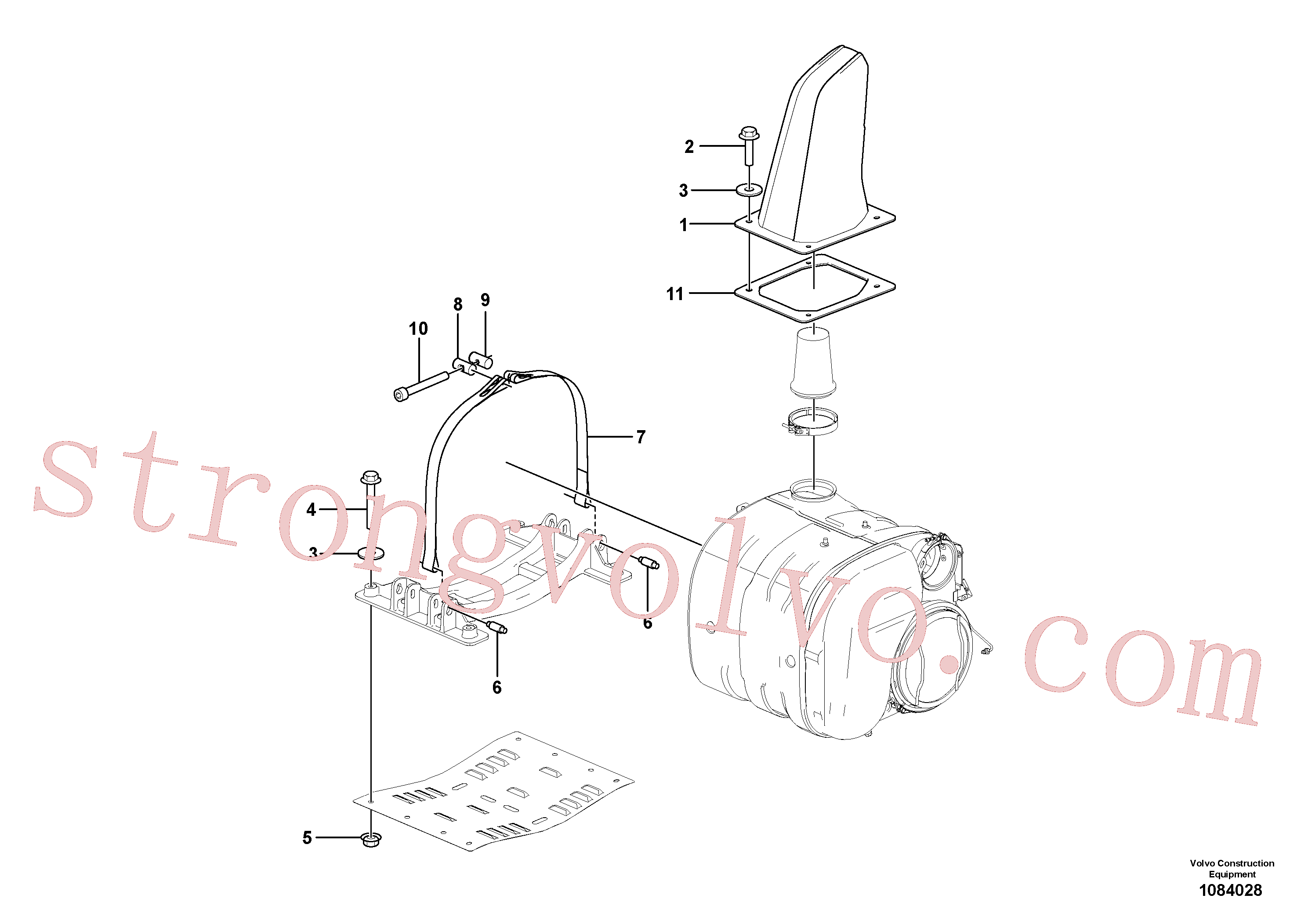 VOE60113115 Volvo Sistema de escape, silenciador(1084028 Montagem)