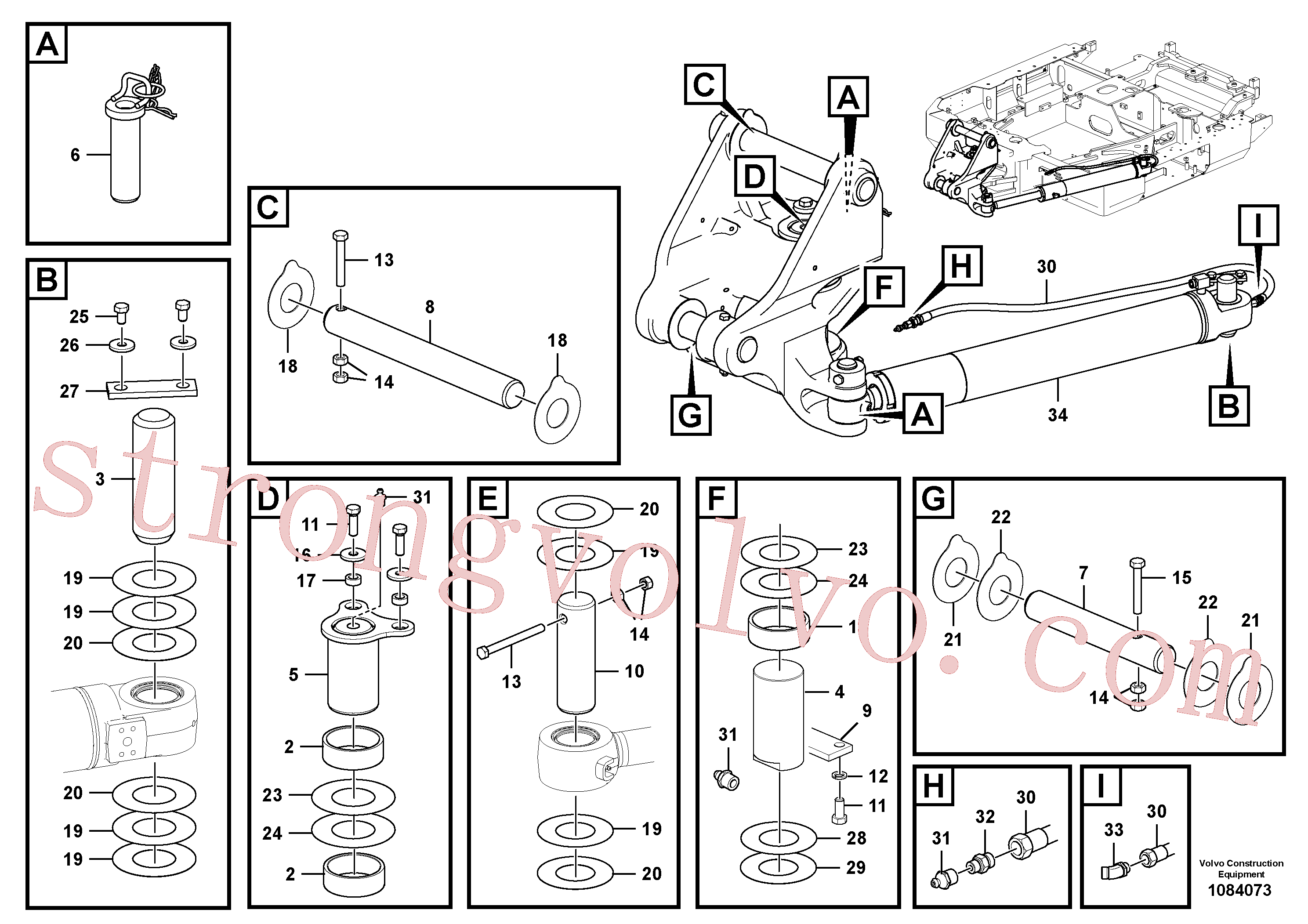 VOE14664077 Volvo Sistema de rotação da lança(1084073 Montagem)