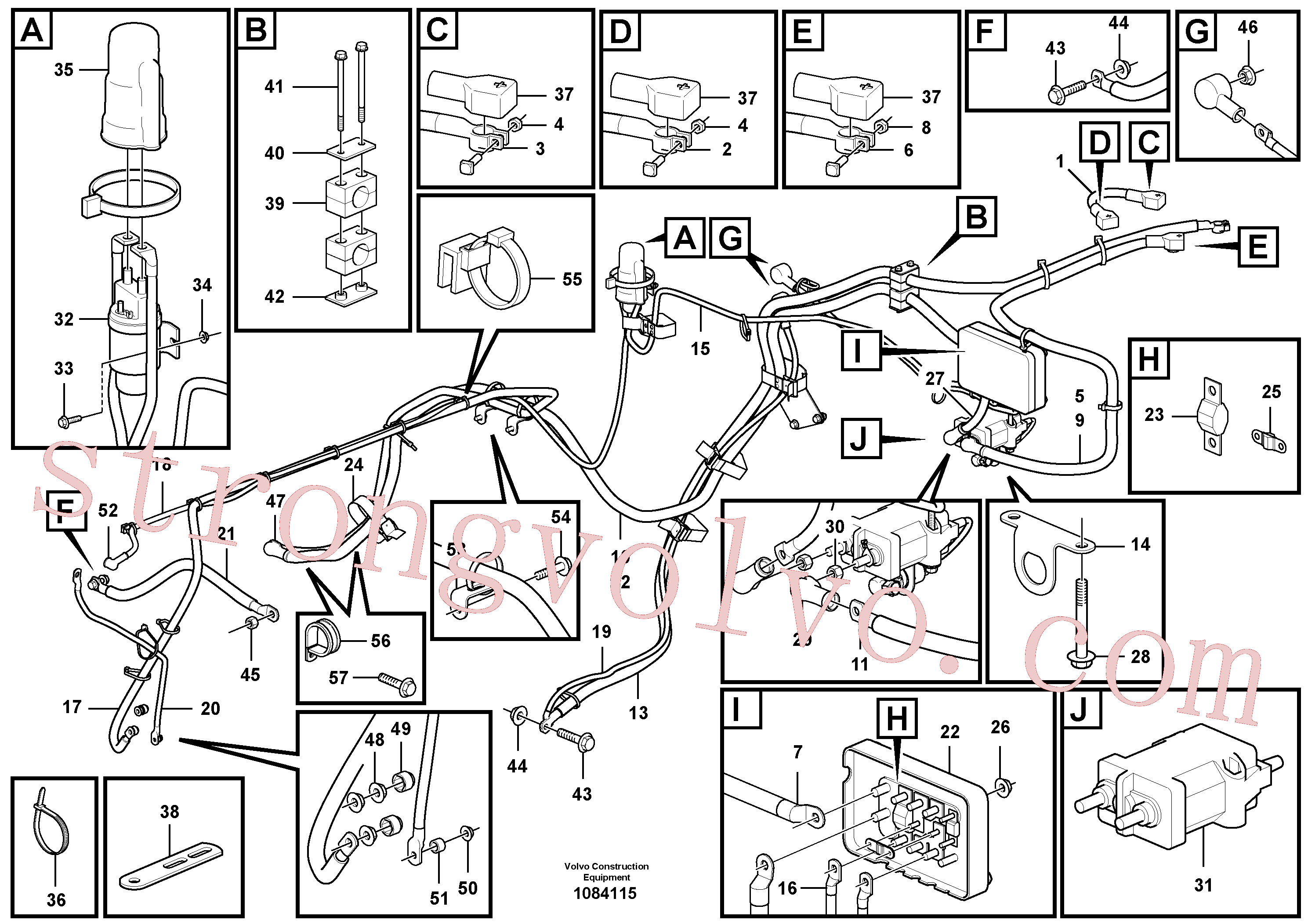 VOE969982 Volvo Cabo da bateria e interruptor principal(1084115 Montagem)