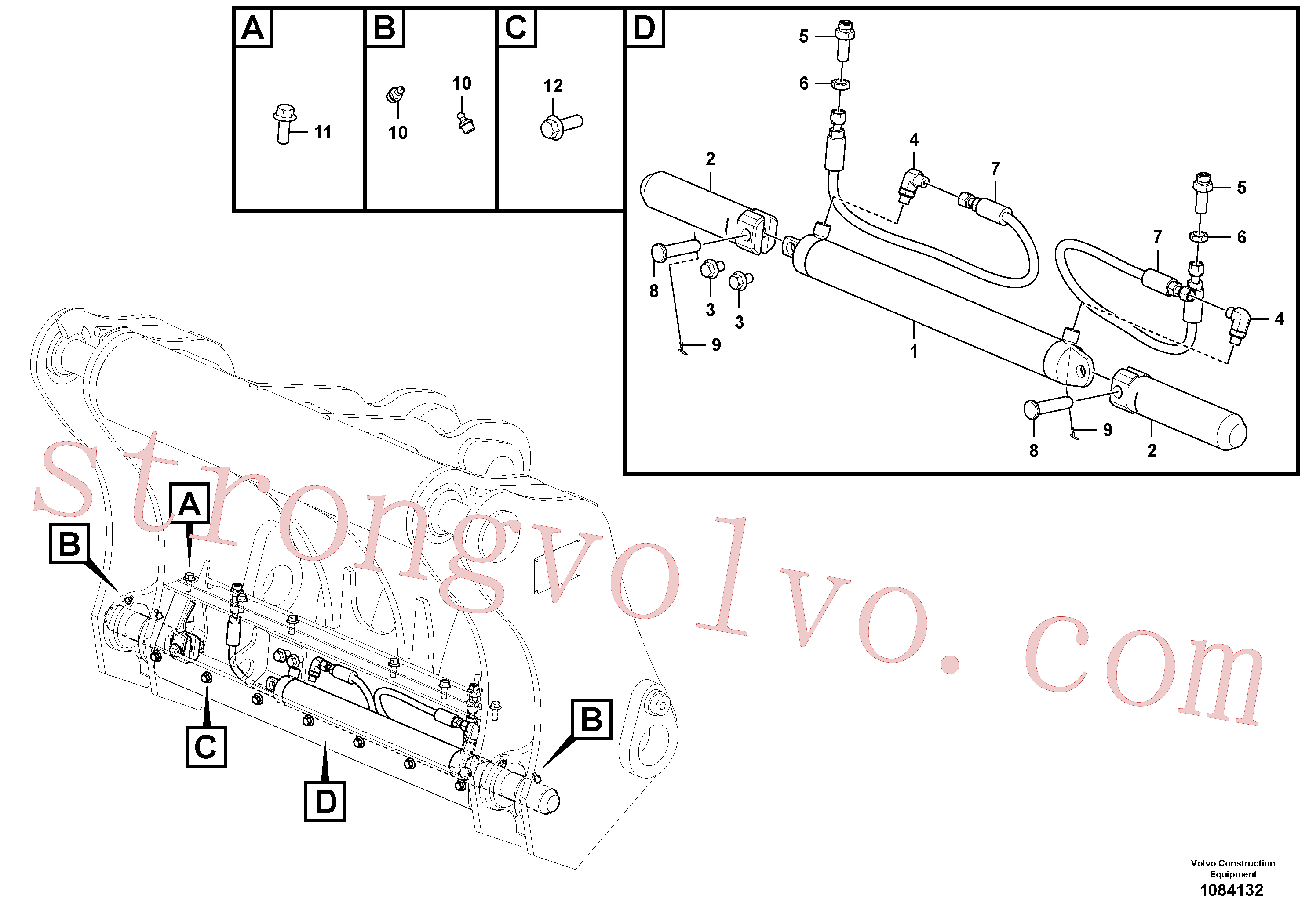 VOE936182 Volvo Suporte de implemento(1084132 Montagem)