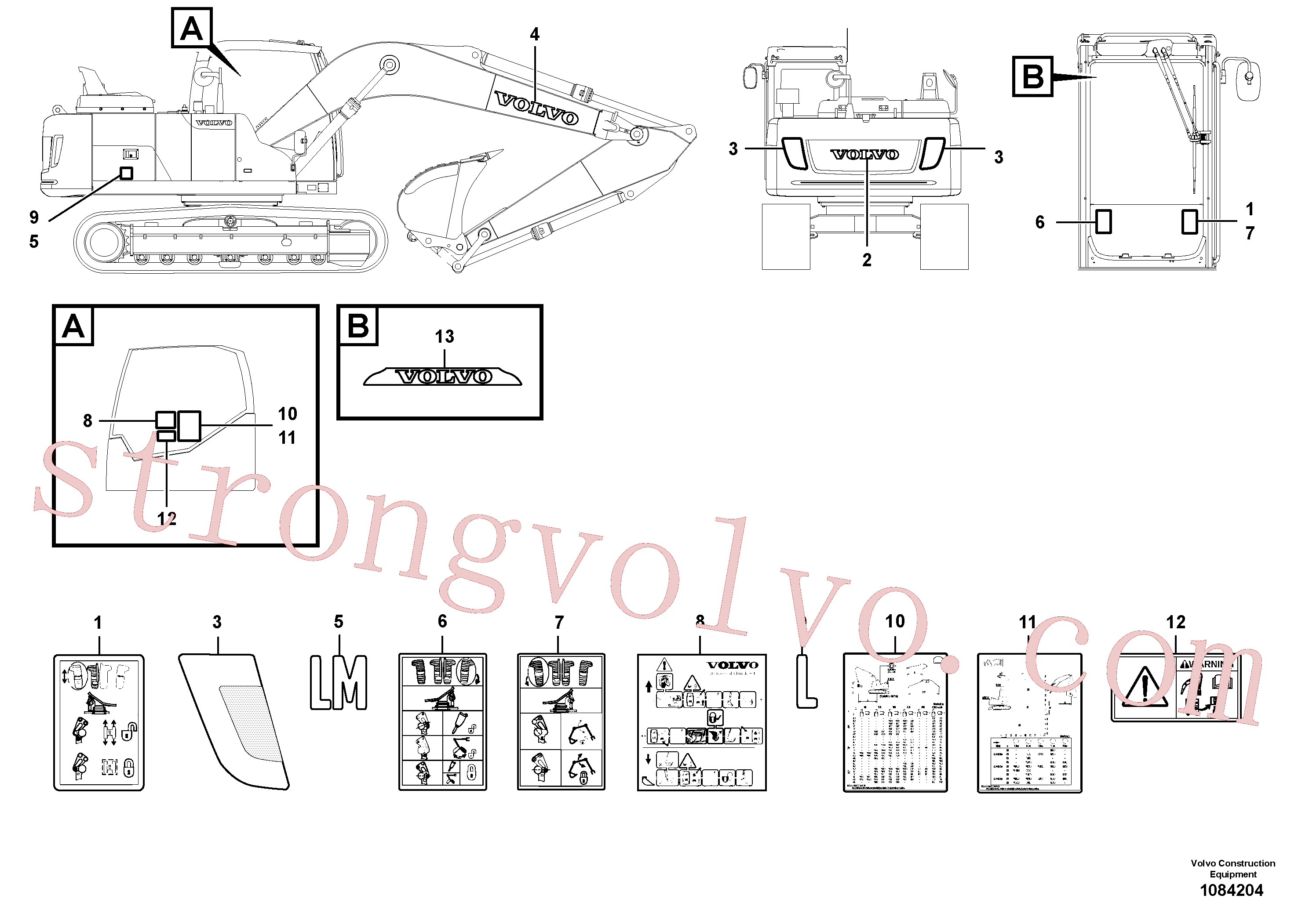 SA1192-04620 Volvo Placas de sinalização e etiquetas adesivas(1084204 Montagem)
