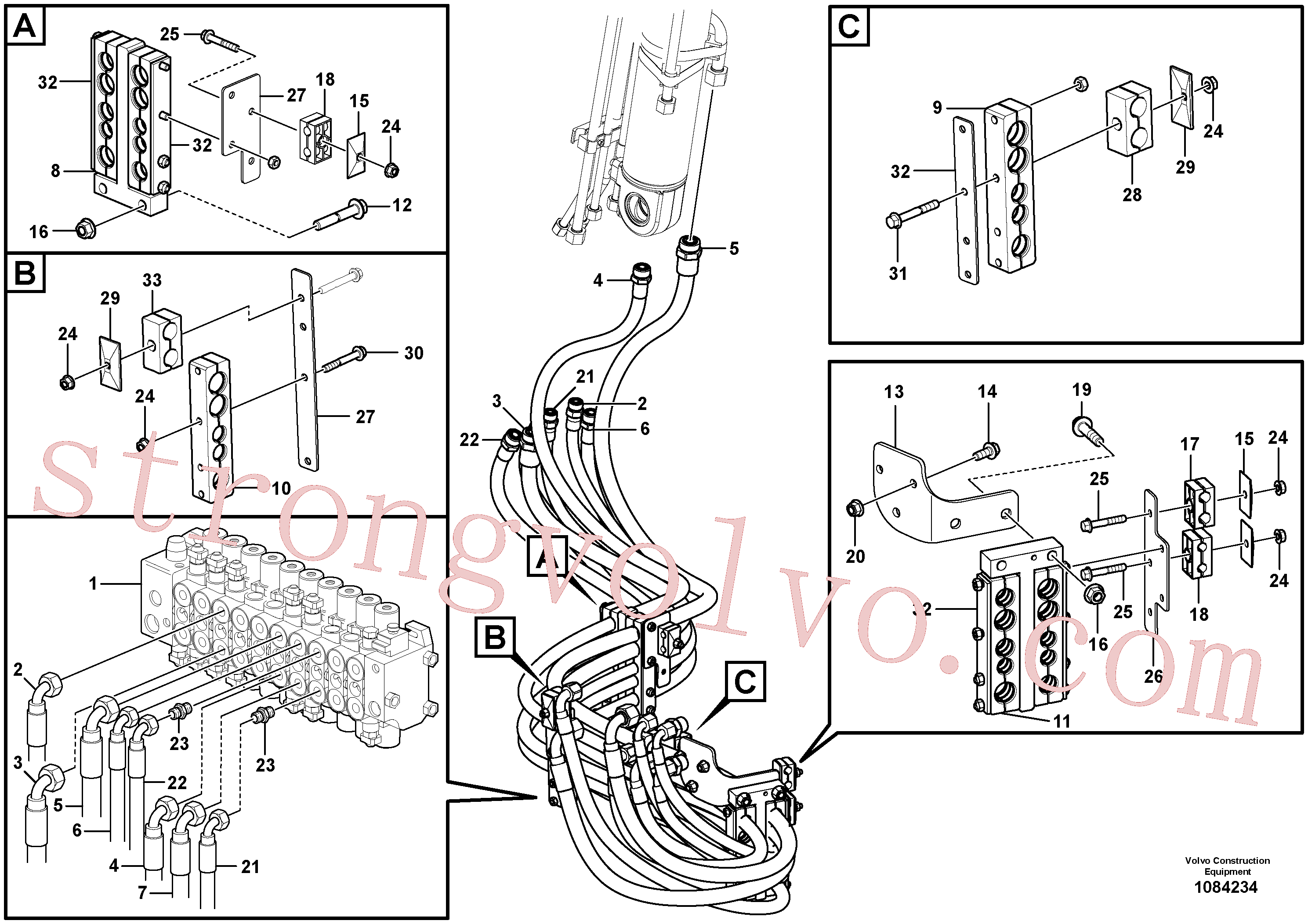VOE11884908 Volvo Sistema hidráulico, escavadora(1084234 Montagem)
